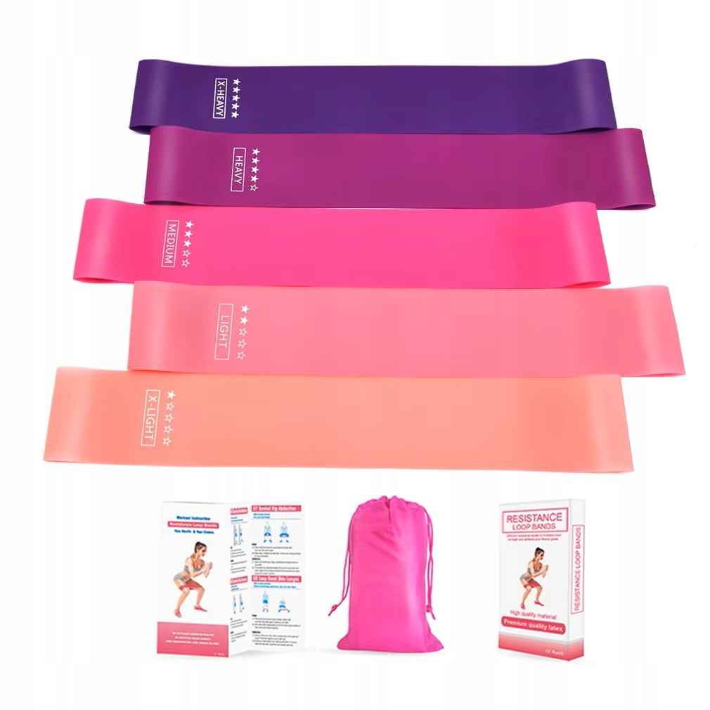 REHABILITATION RUBBER TAPE FOR EXERCISE AND FITNESS BAND RESISTANCE PINK