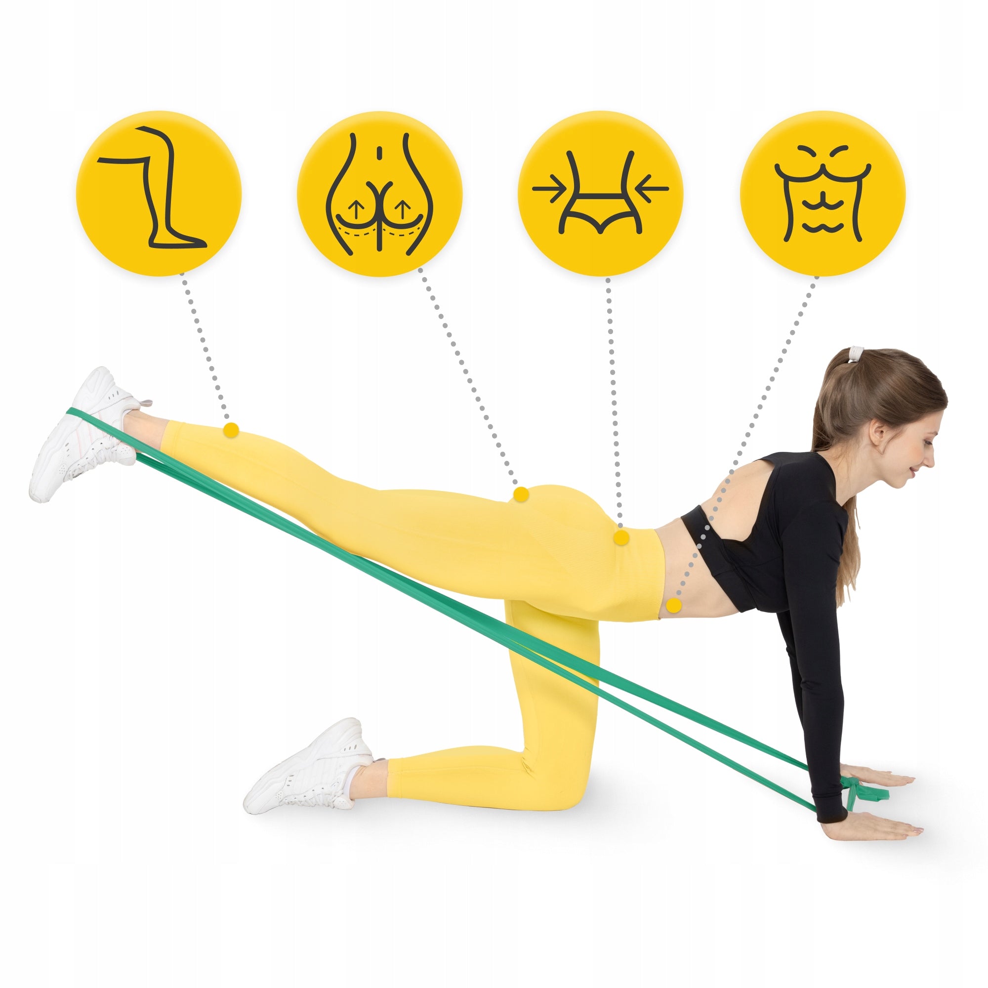 REHABILITATION TAPE FITNESS STRETCHING EXERCISE FLAT BAND 2M RESISTANCE 3/7 Color green