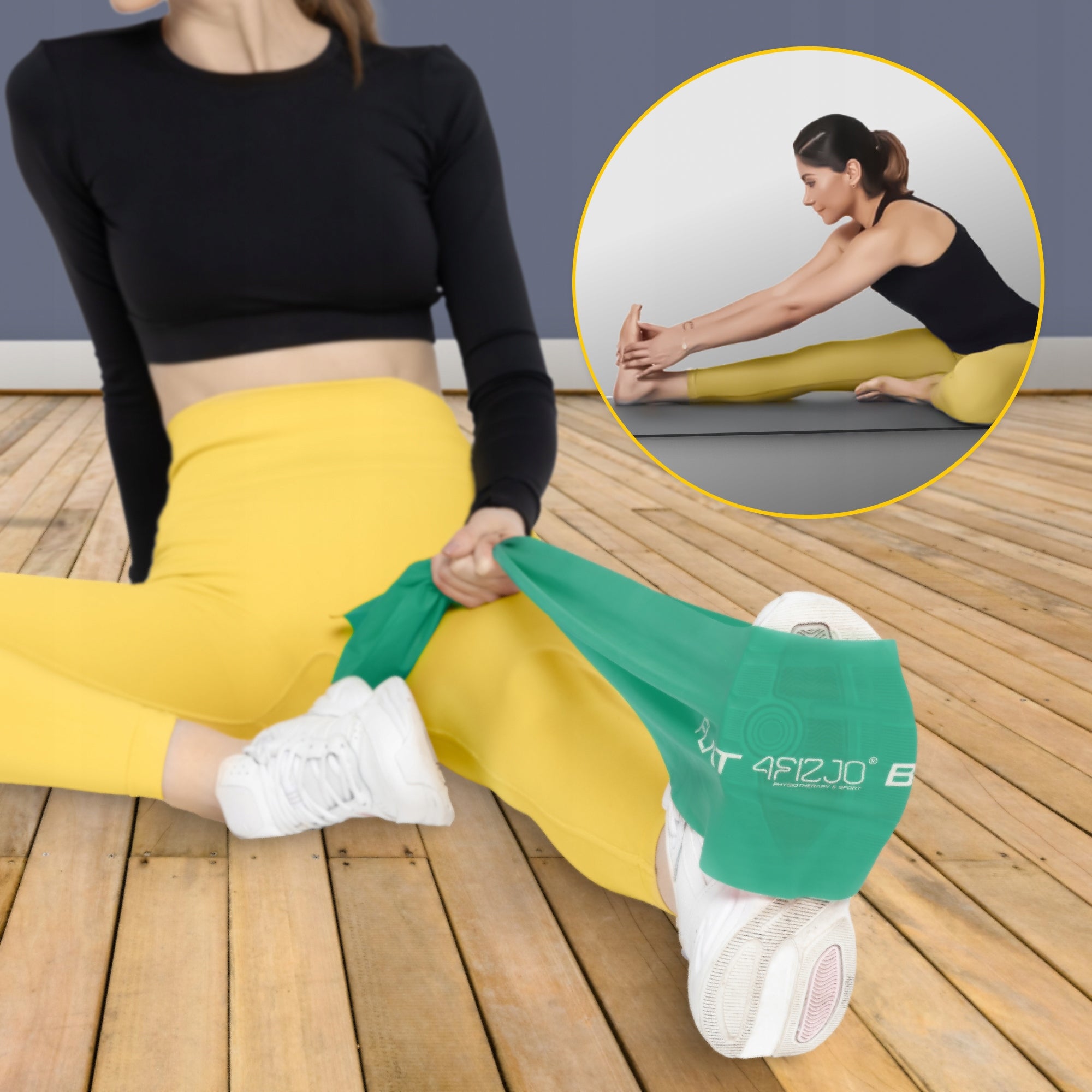 REHABILITATION TAPE FITNESS STRETCHING EXERCISE FLAT BAND 2M RESISTANCE 3/7 Width 150 mm