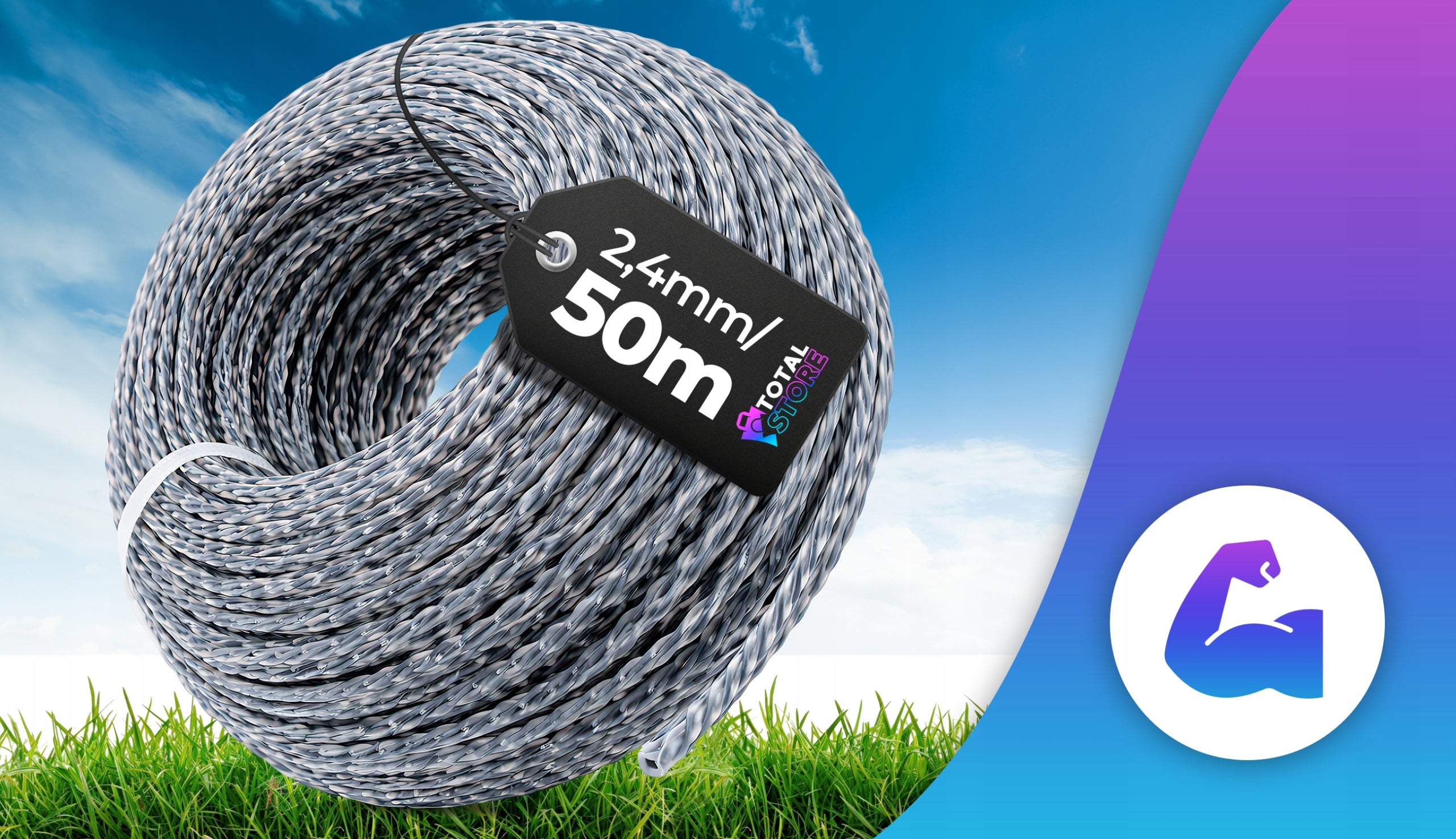 REINFORCED CUTTING LINE 2,4mm 50M TWISTED FOR GRASS CUTTER SCYTHE Type trimmer line