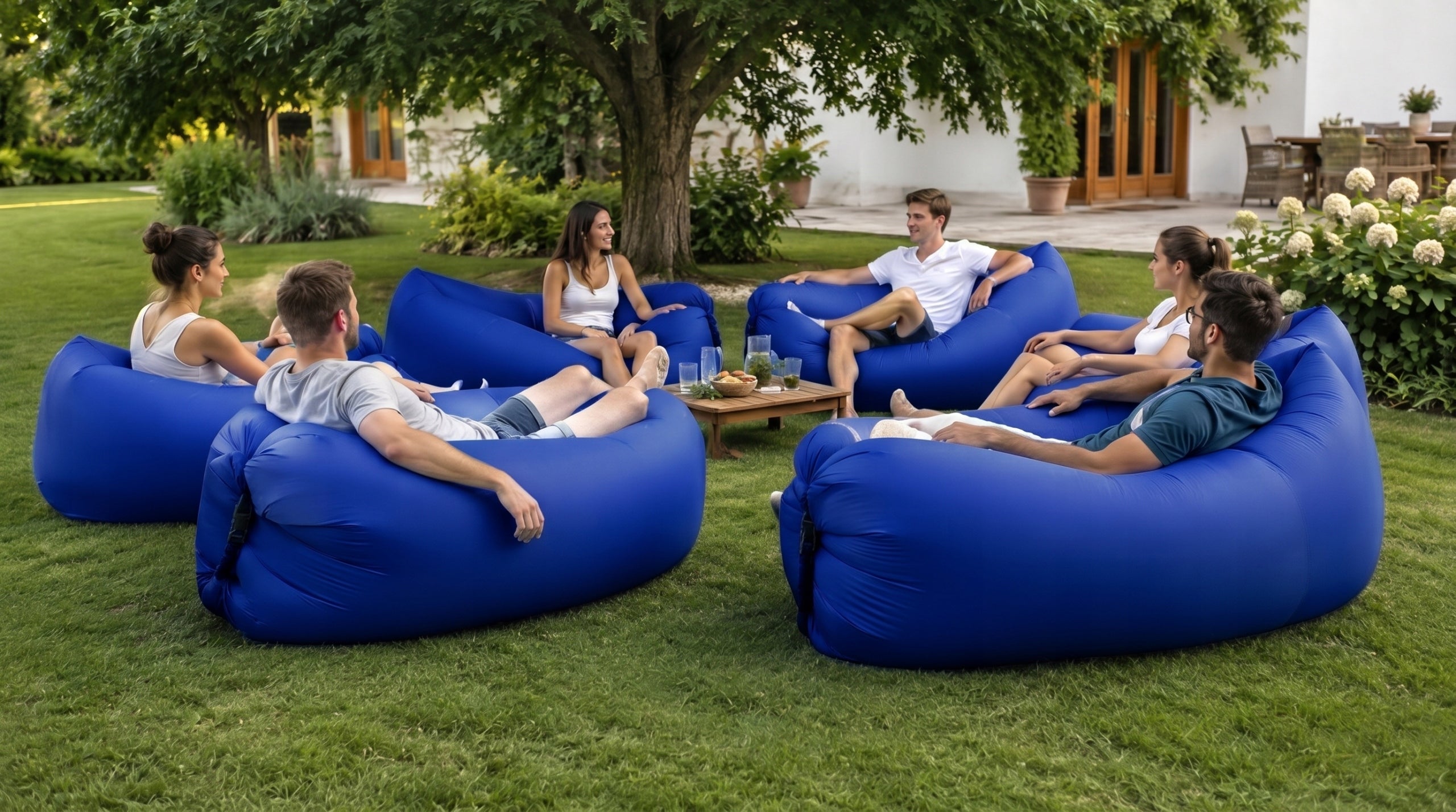 REINFORCED LAZY BAG AIR SOFA INFLATABLE MATTRESS LOUNGER XXL + BAG 200KG Manufacturer code SDH1036-BRIGHT_BLUE
