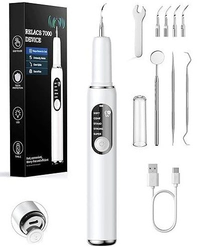 RELACS Tooth Scaler 7000 5 LED Modes 3 Cleaning Tips