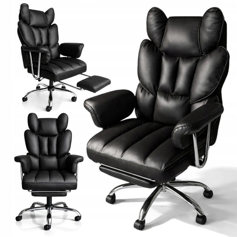 RELAX PRO swivel office chair with footrest - eco-leather black KO50CZ