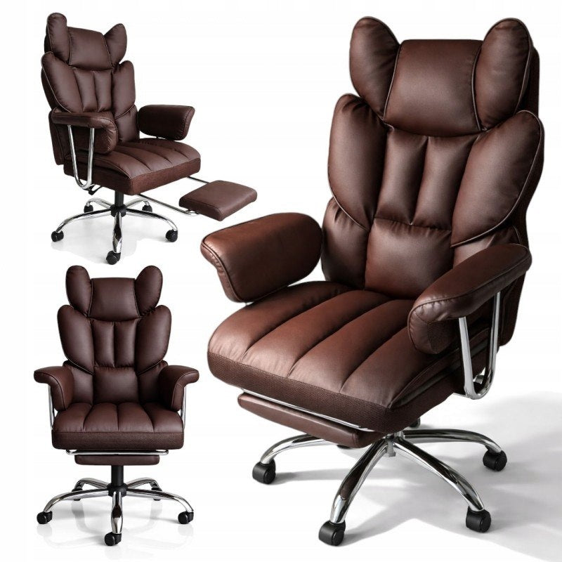 RELAX PRO swivel office chair with footrest - eco-leather brown dark KO5
