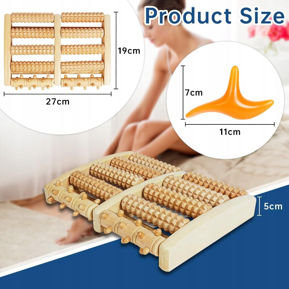RELAXING FOOT MASSAGER - WOODEN WITH DOUBLE ROLLER MASSAGE GIFT Medical device no