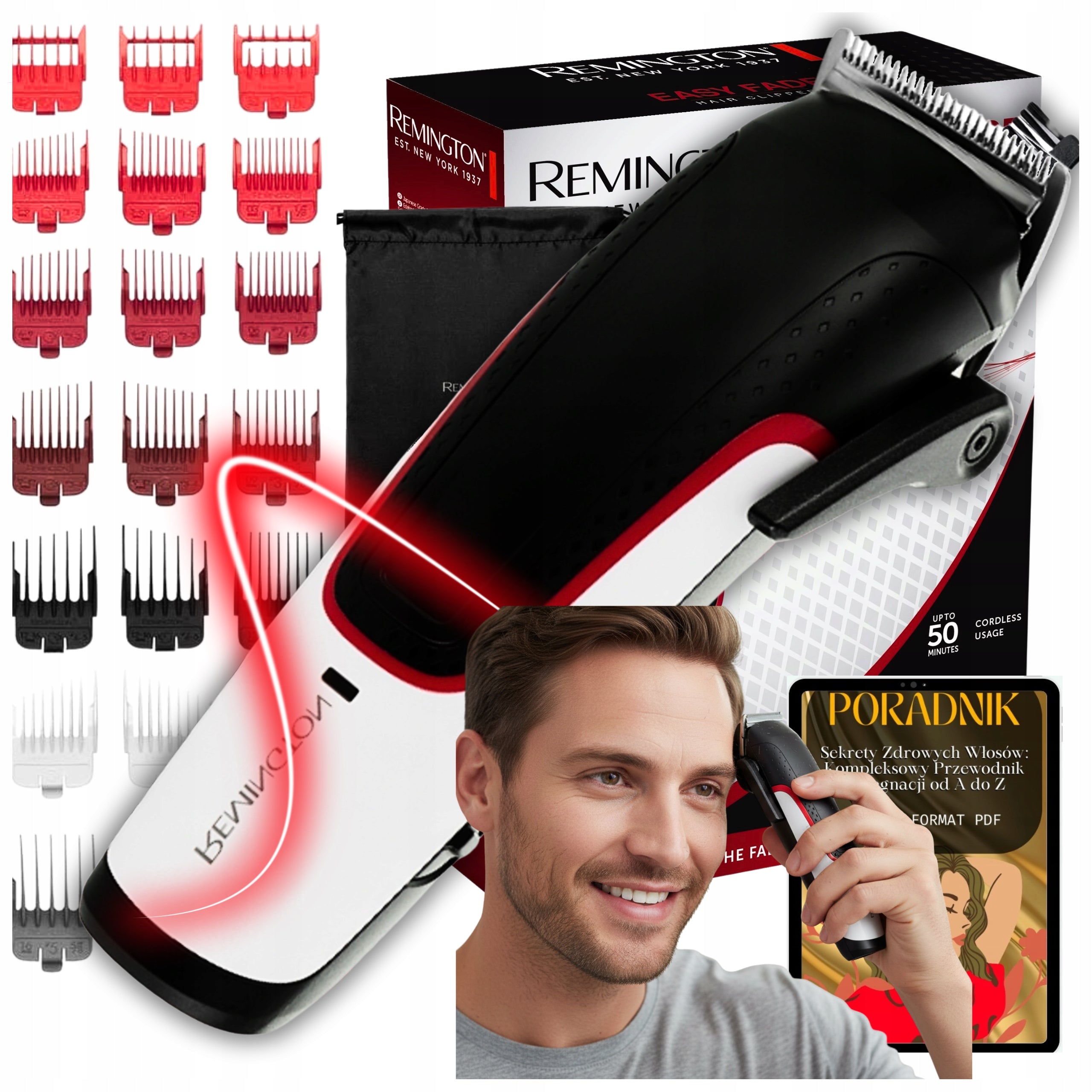 REMINGTON HAIR CLIPPER MEN'S BEARD CLIPPER 19 ATTACHMENTS +FREEBIE