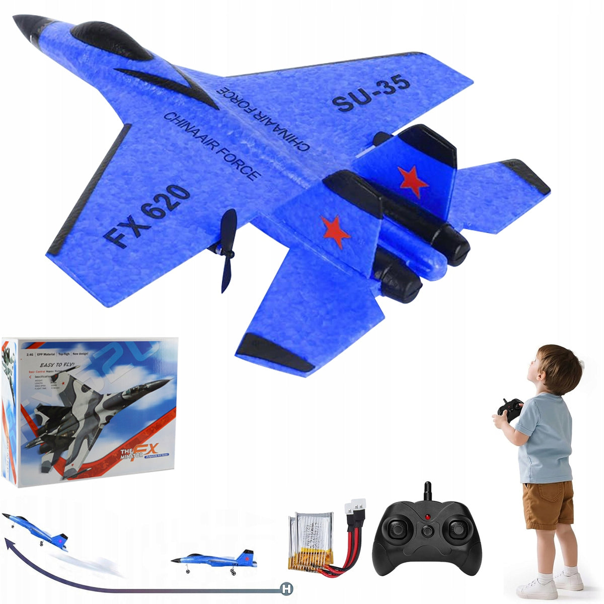 REMOTE CONTROLLED AIRCRAFT SU35 FX620 RC MOTOR GLIDE 33cm WITH LED