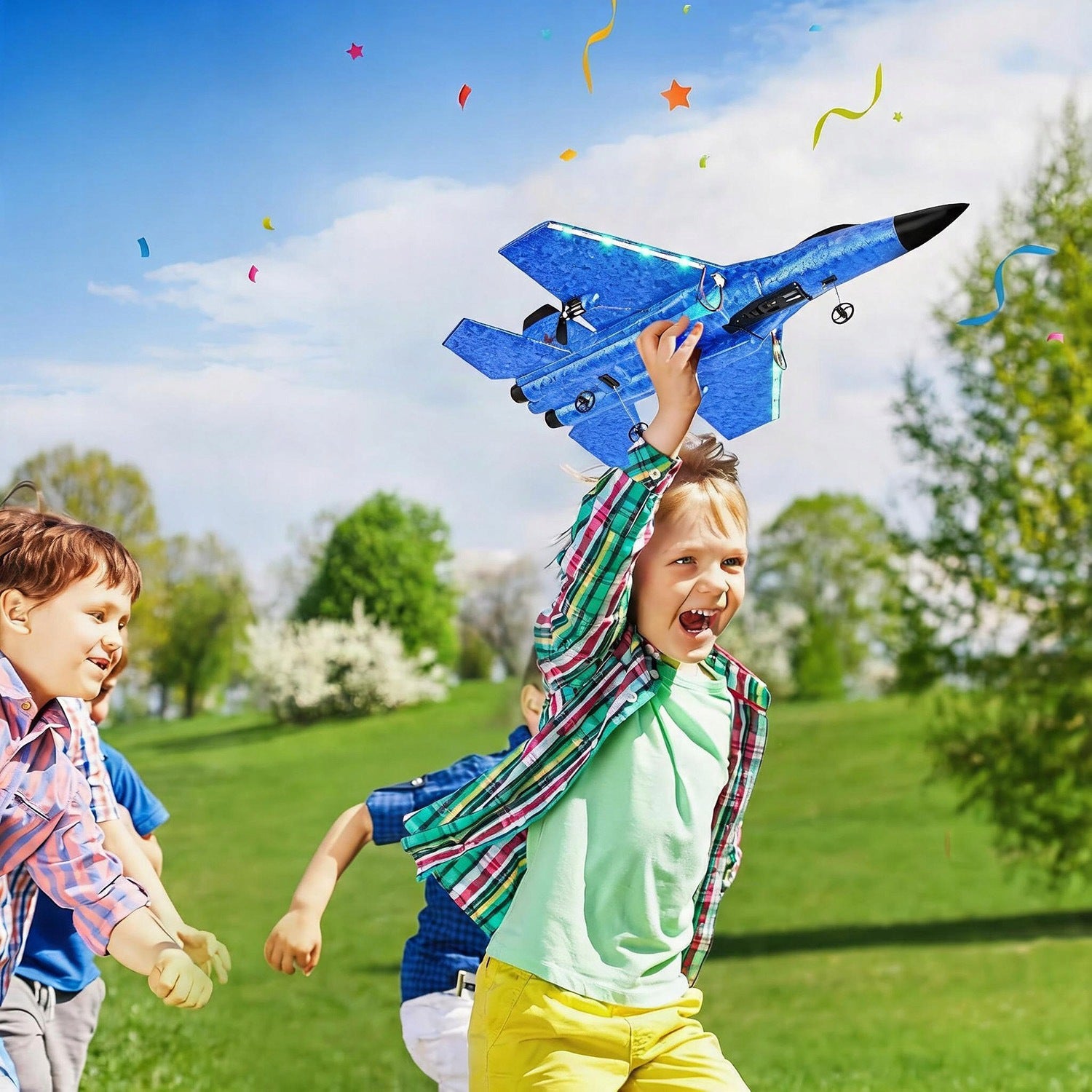 REMOTE CONTROLLED AIRPLANE GLIDER STYROFOAM TOY WITH LED BLUE Brand Bedee