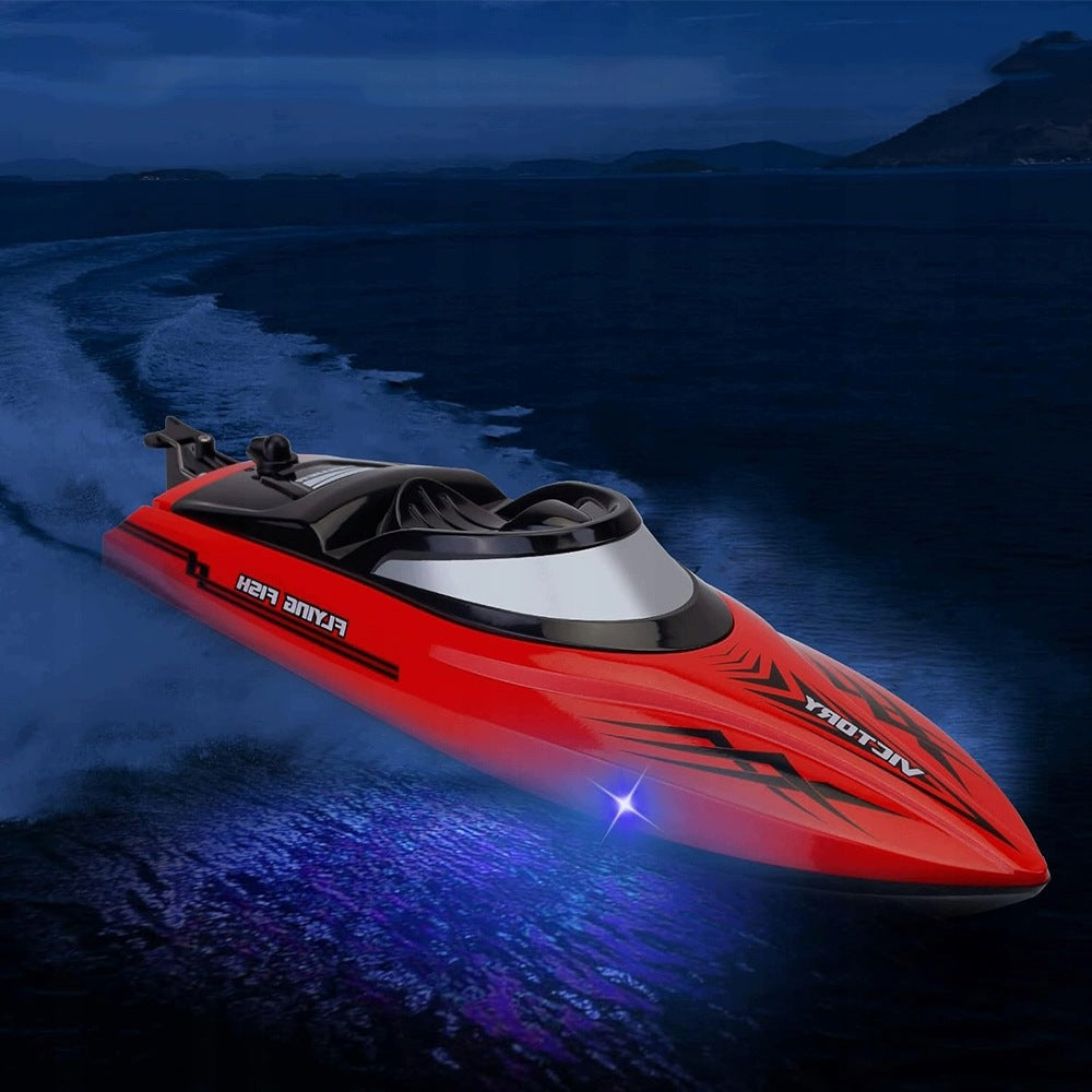 REMOTE CONTROLLED BOAT WITH LED FOR SWIMMING POOLS OF CHILDREN'S LAKES 25KM/H+PILOT Packaging status original