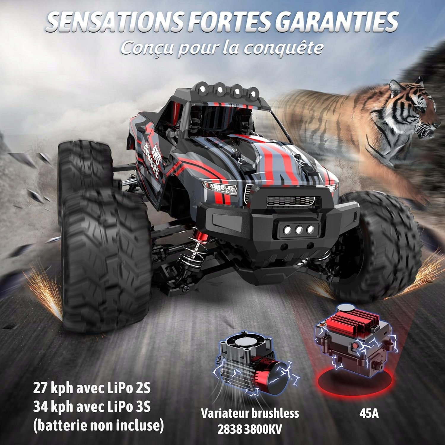 REMOTE CONTROLLED CAR 1:16 4WD BRUSHLESS 55 KM/H OFF-ROAD Brand no brand