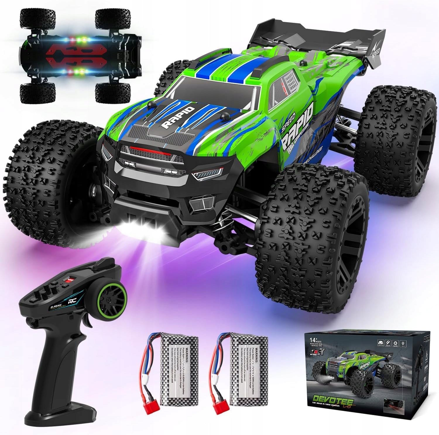 REMOTE CONTROLLED CAR 1:18 4WD 32 KM/H OFF-ROAD RGB GREEN