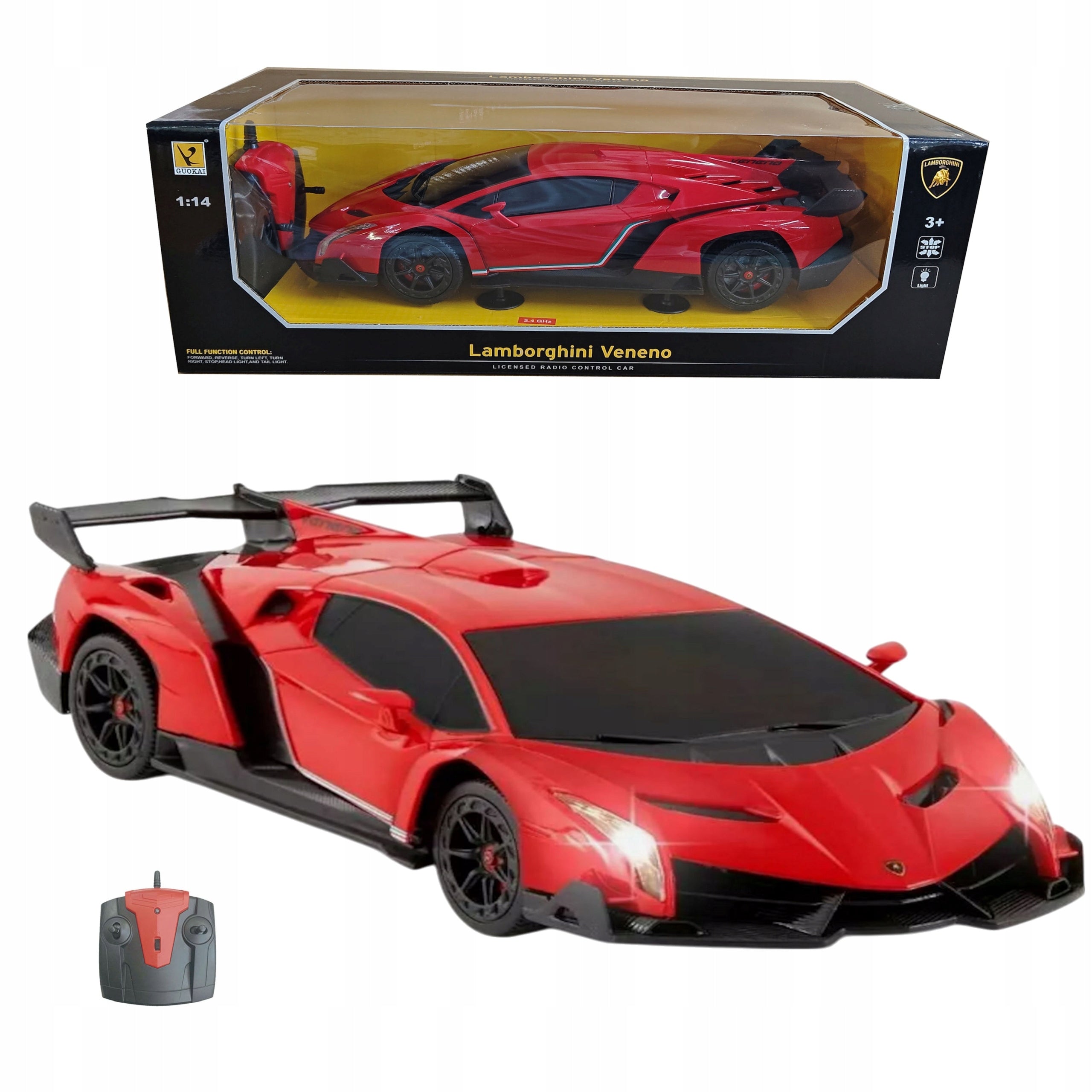 REMOTE CONTROLLED CAR AUTO RC ON REMOTE CONTROL LAMBORGHINI 1:14 RED COIL