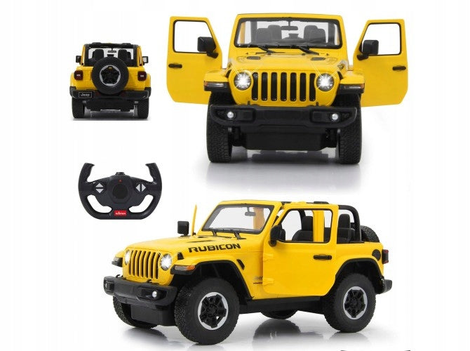 REMOTE CONTROLLED CAR AUTO RC REMOTE CONTROL LARGE YELLOW JEEP WRANGLER RS 1:14