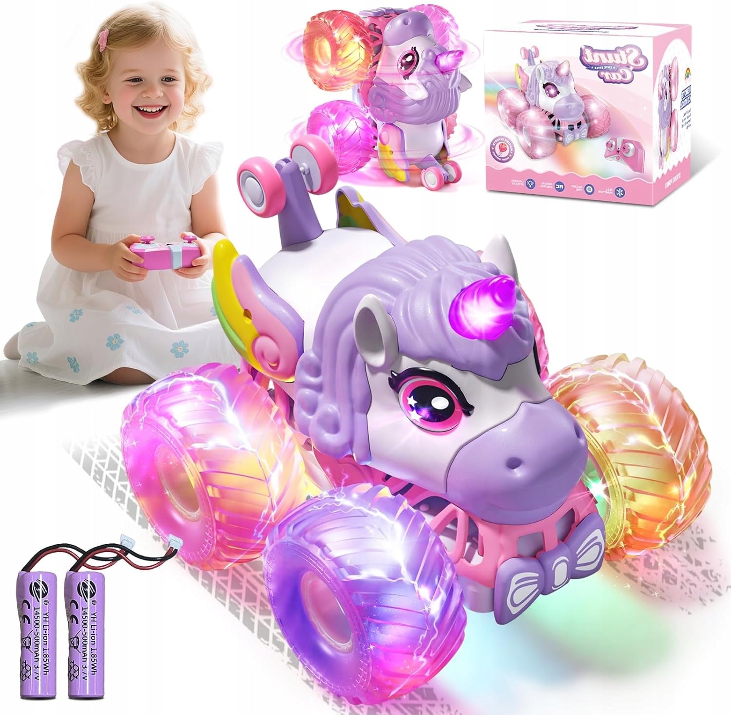 REMOTE CONTROLLED CAR UNICORN WITH MUSIC ROTATION 360 GIFT