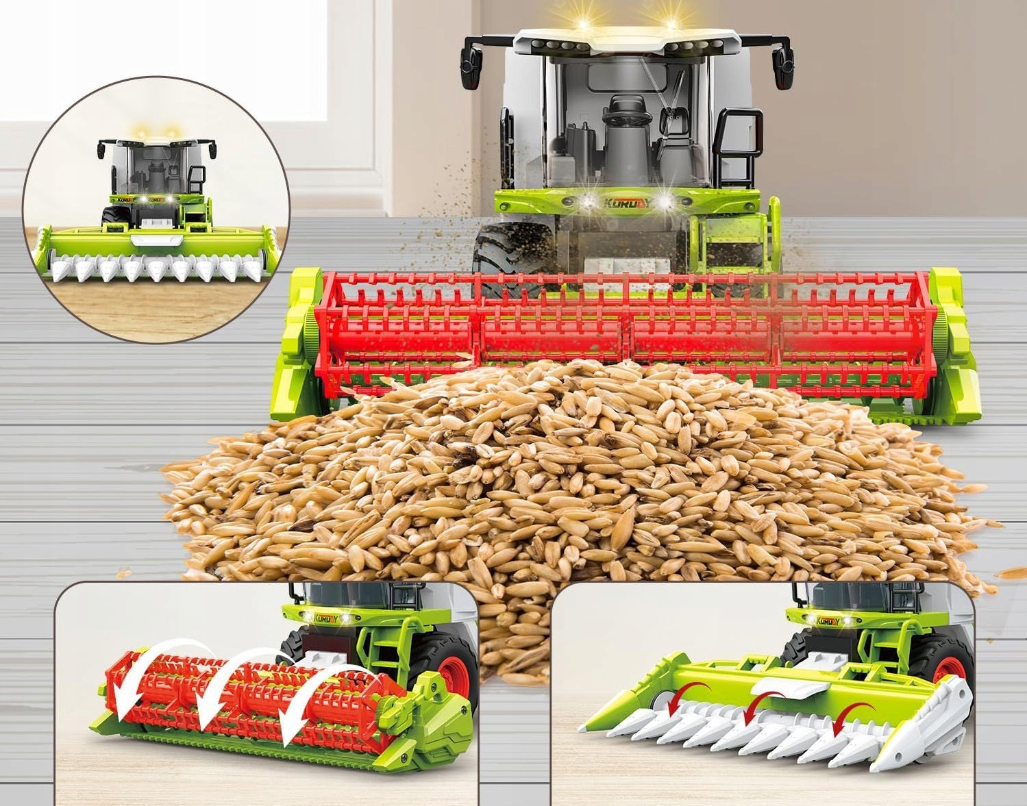 REMOTE CONTROLLED COMBINE HARVESTER 1:24 2.4GHZ LIGHT SOUND SMOKE USB Brand no brand