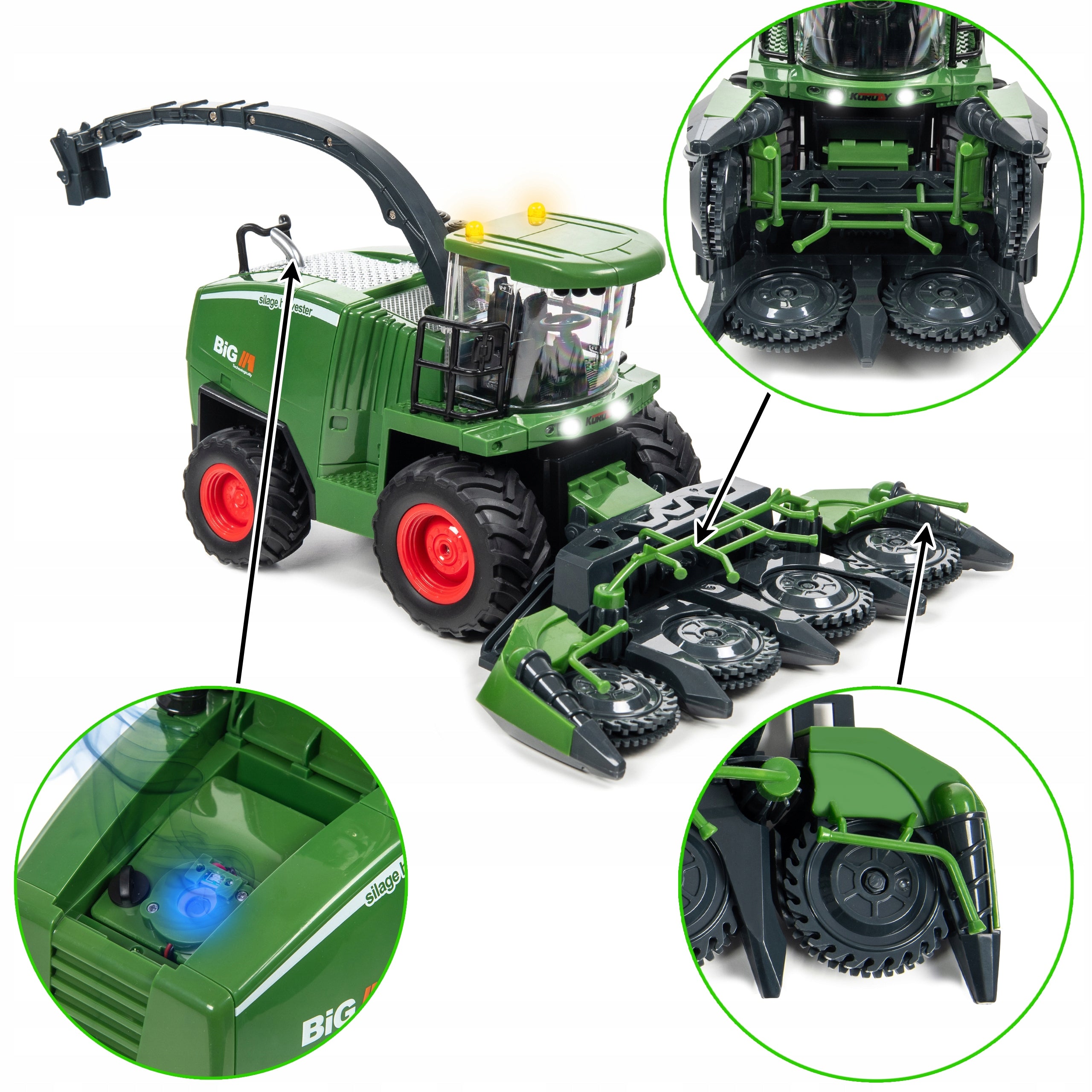 REMOTE CONTROLLED COMBINE HARVESTER RC TOY FOR REMOTE CONTROL GREEN SMOKE LIGHT SOUND Packaging status original