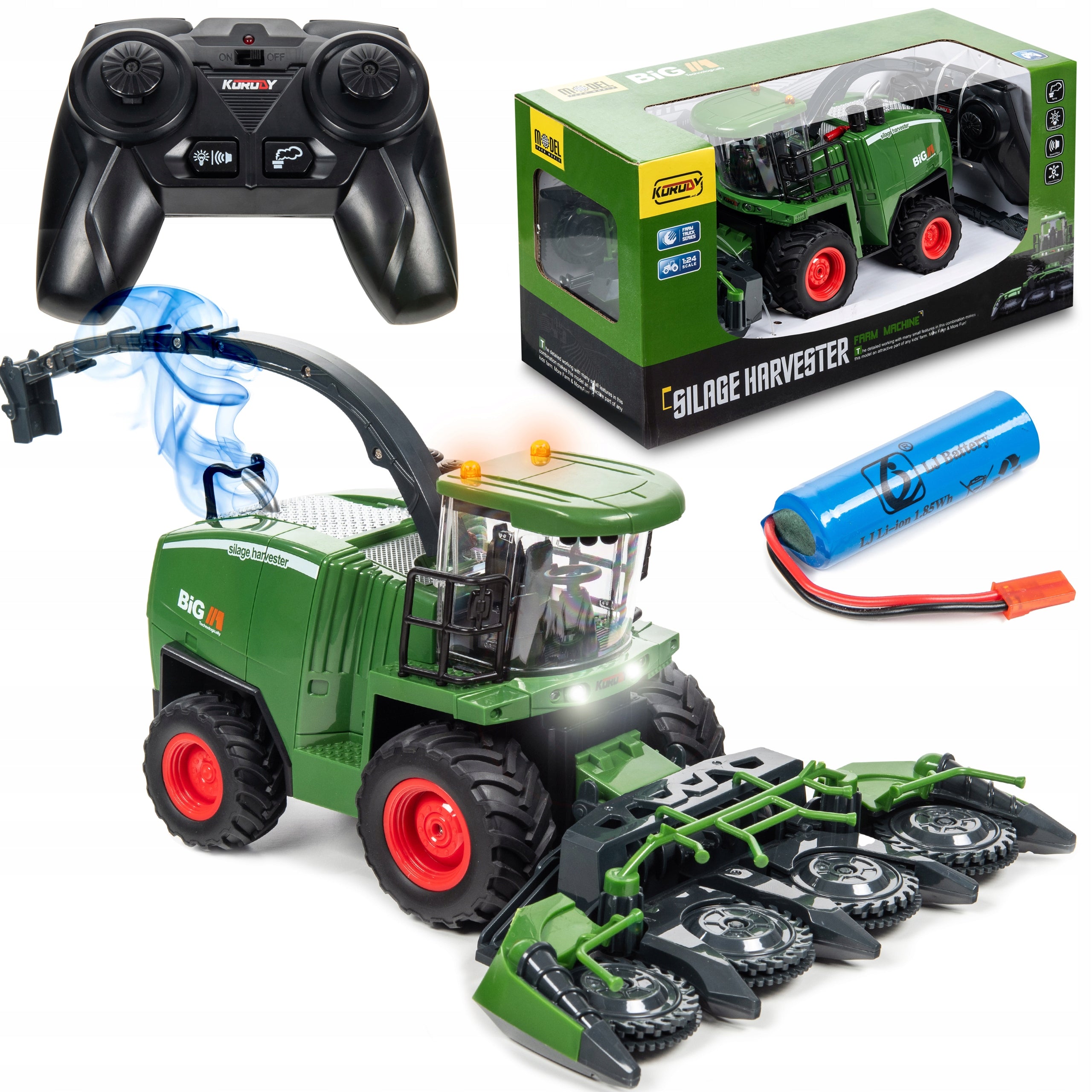 REMOTE CONTROLLED COMBINE HARVESTER RC TOY FOR REMOTE CONTROL GREEN SMOKE LIGHT SOUND