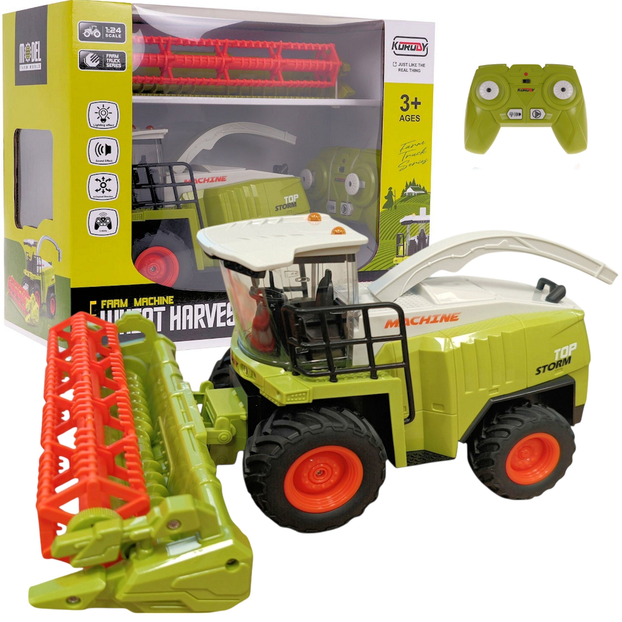 REMOTE CONTROLLED COMBINE HARVESTER RC TOY FOR REMOTE CONTROL LIGHT SOUND 1:24 COIL