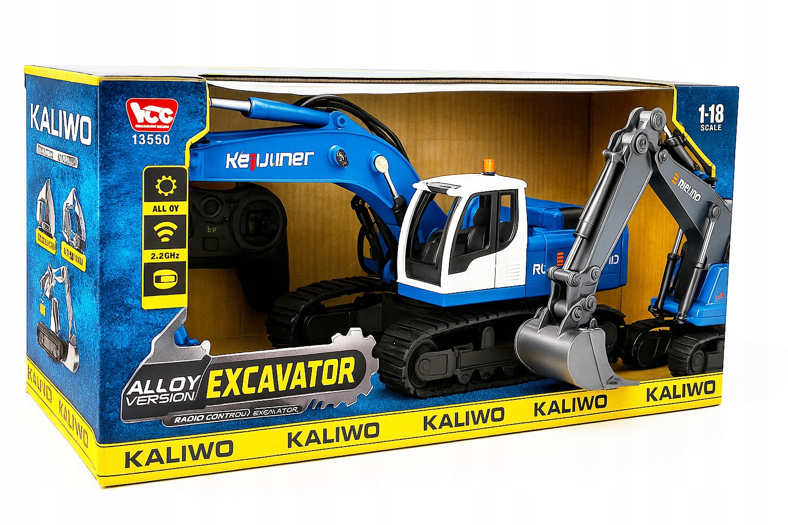 REMOTE CONTROLLED EXCAVATOR RC FOR REMOTE CONTROL KALIWOER - METAL BAD BATTERY Packaging status original