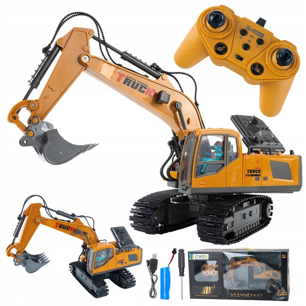 REMOTE CONTROLLED EXCAVATOR REMOTE CONTROL CONSTRUCTION MACHINE TRACKS BATTERY Brand Stator