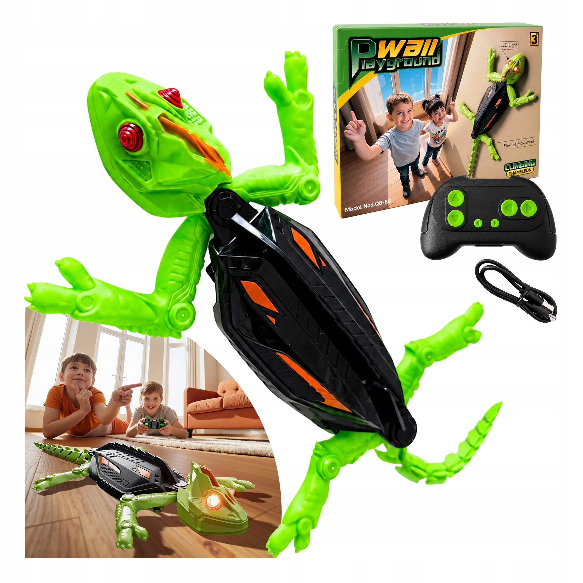 REMOTE CONTROLLED LIZARD WALKING ON WALLS GECKO FOR REMOTE CONTROL GREEN Packaging status original