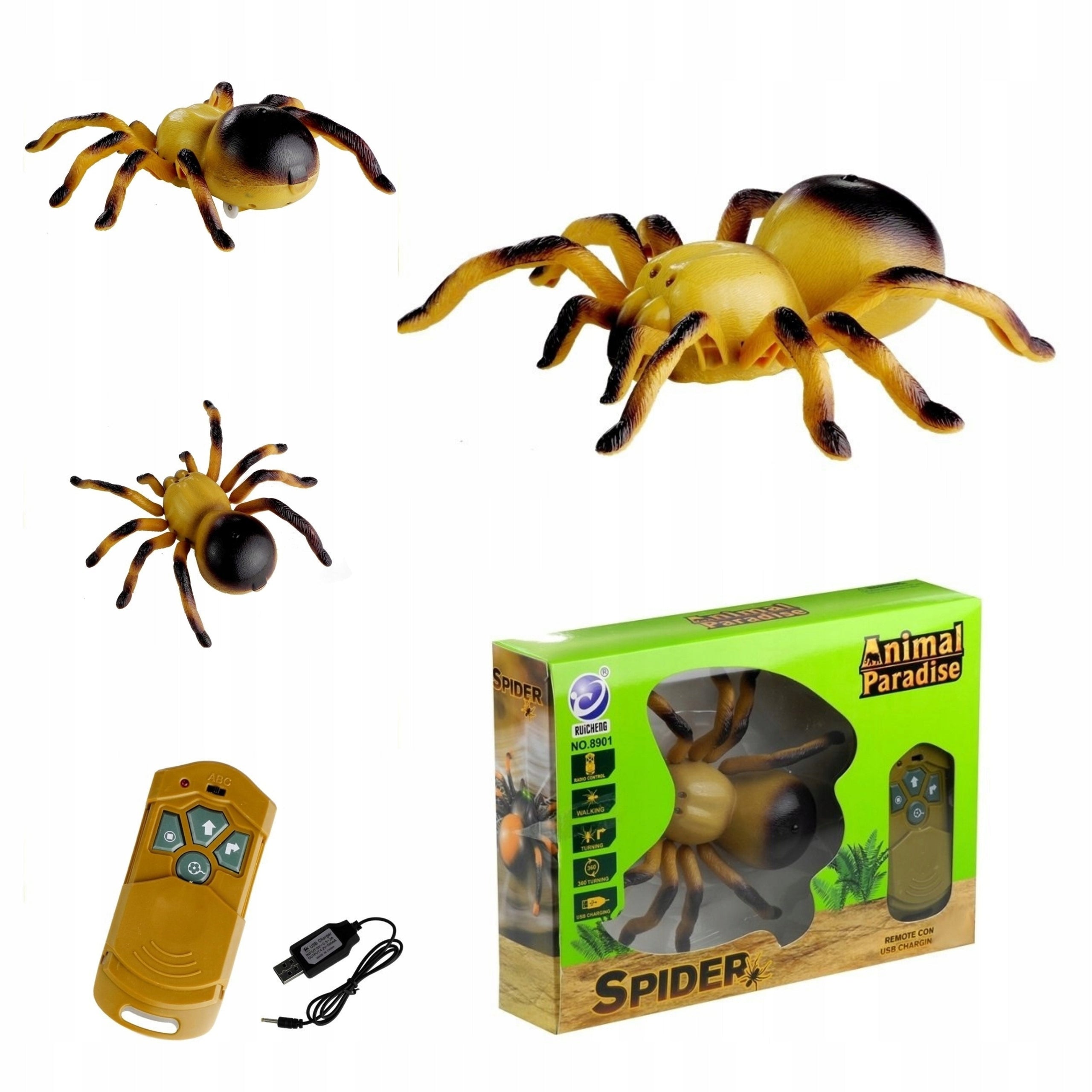 REMOTE CONTROLLED SPIDER TARANTULA PILOT R/C LED REALISTIC YELLOW