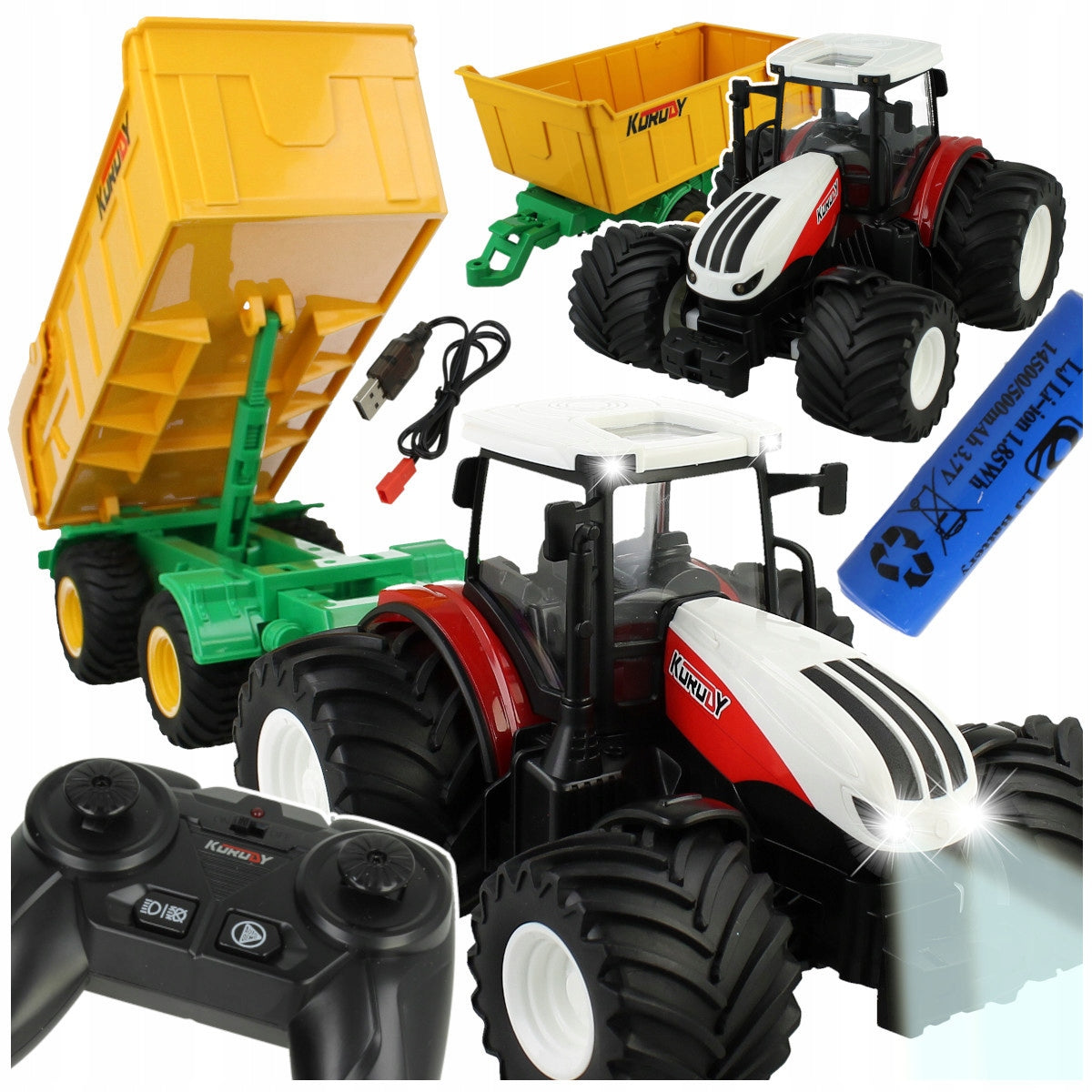 REMOTE CONTROLLED TRACTOR GIANT AGRICULTURAL TRACTOR WITH TRAILER LIGHT PILOT Packaging status original