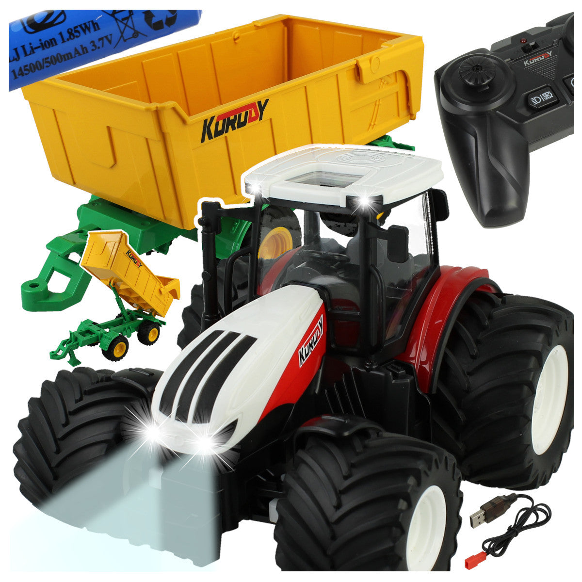 REMOTE CONTROLLED TRACTOR GIANT AGRICULTURAL TRACTOR WITH TRAILER LIGHT PILOT