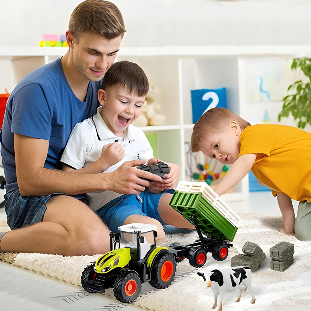 REMOTE CONTROLLED VEHICLE RC TRACTOR WITH AGRICULTURAL ACCESSORIES 1:24 Packaging status original