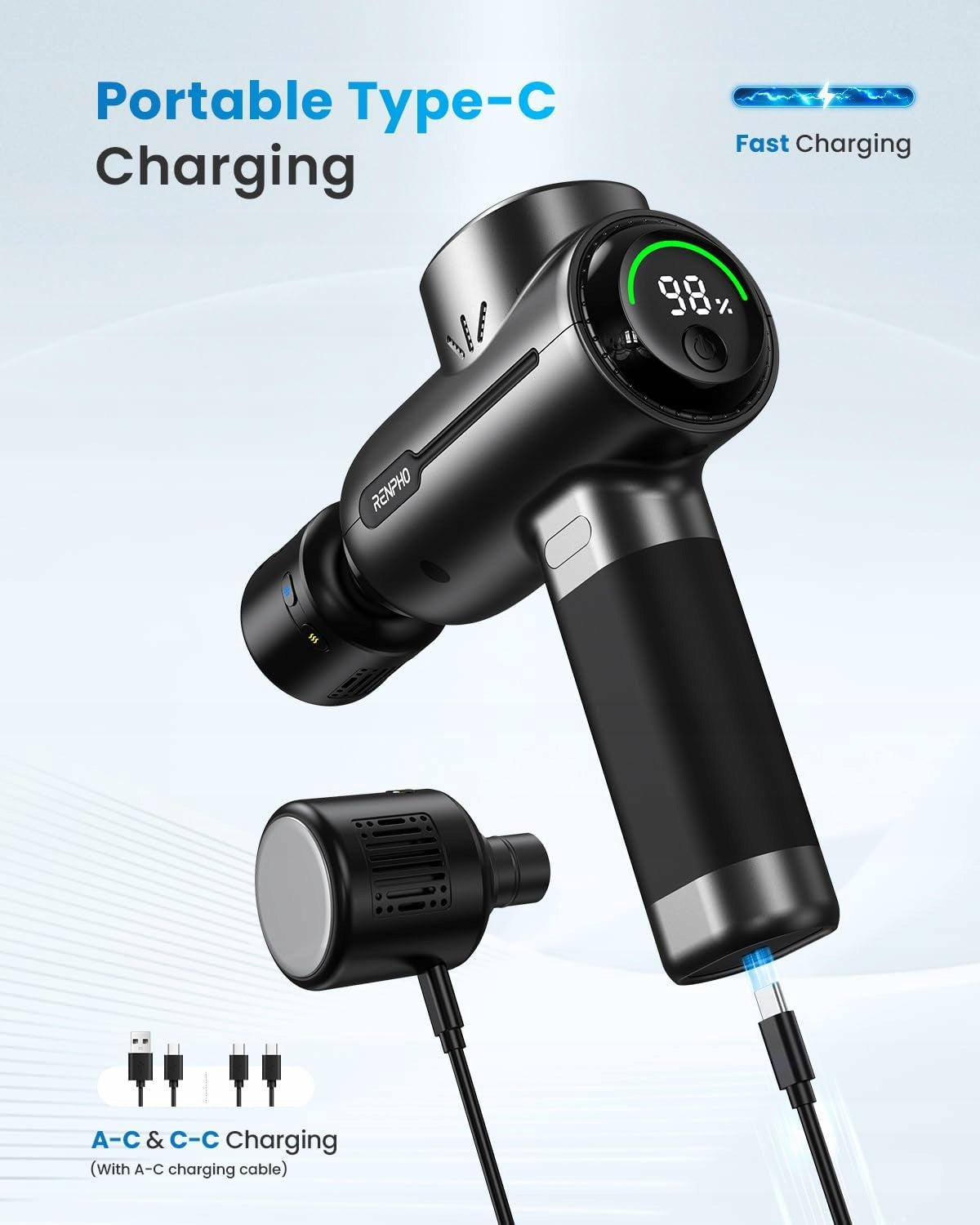 RENPHO ACTIVE+ THERMACOOL massage gun with HEATING AND COOLING function Packaging status original