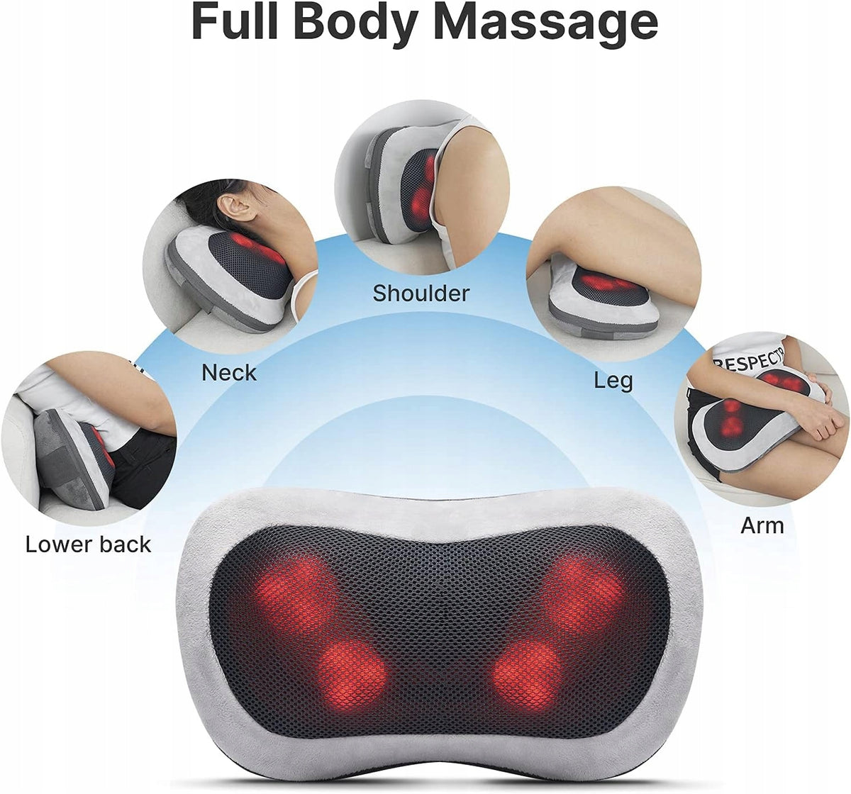 RENPHO Back Massager with Heat Neck Massage Pillow KNEADS 3 Speeds Color brown