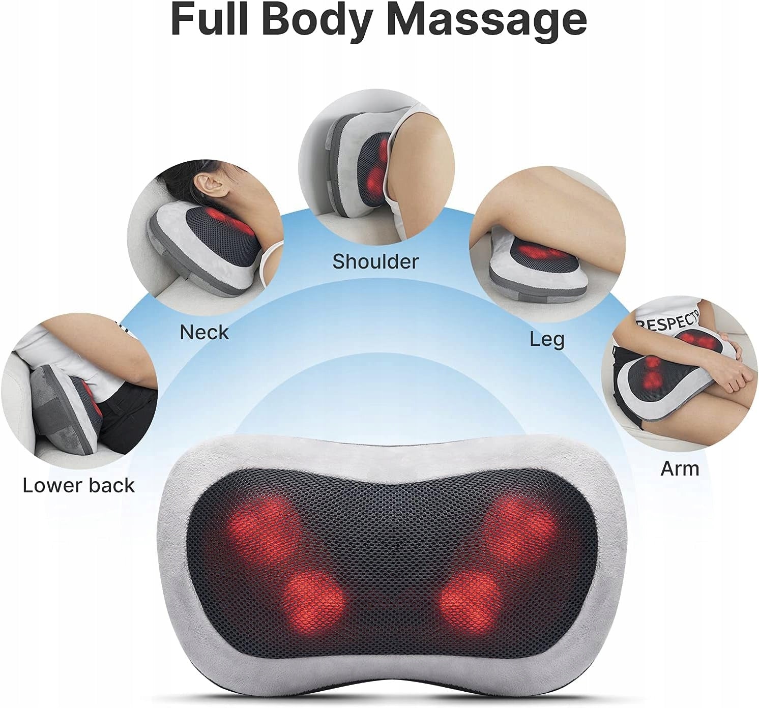 RENPHO Back Massager with Heat Neck Massage Pillow KNEADS 3 Speeds Color brown