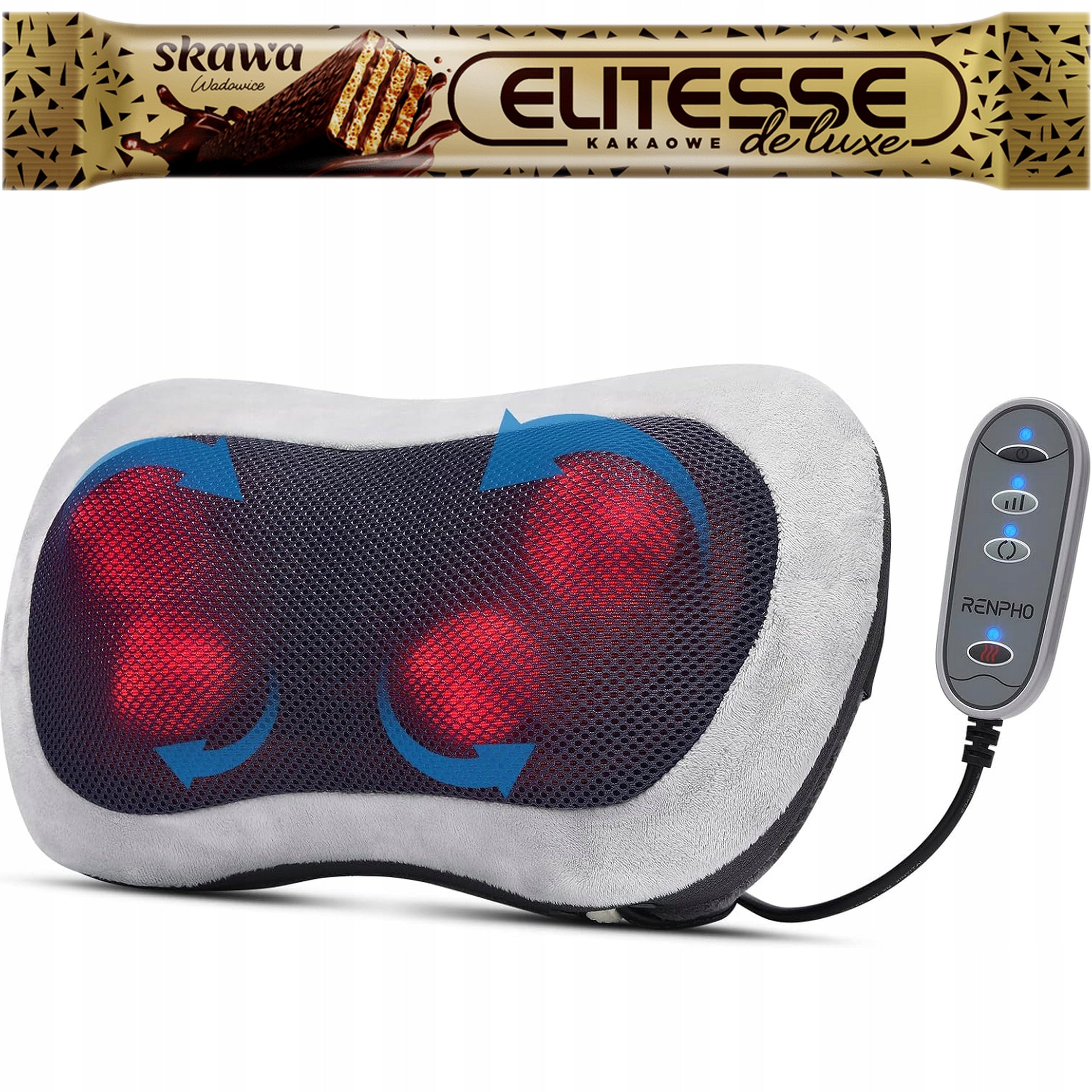 RENPHO Back Massager with Heat Neck Massage Pillow KNEADS 3 Speeds