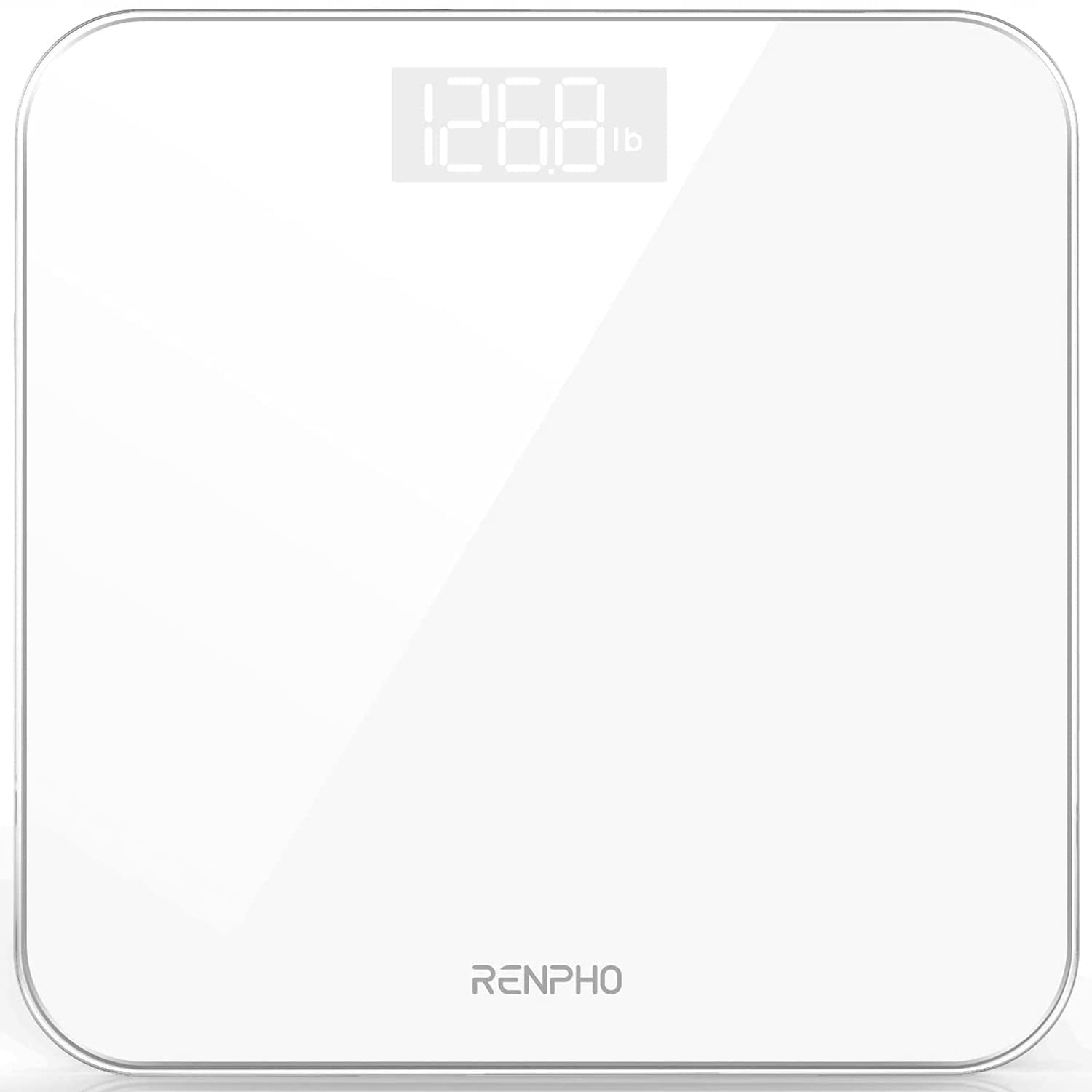 RENPHO Bathroom Scale Digital Tempered Glass 180kg White LED Step-on