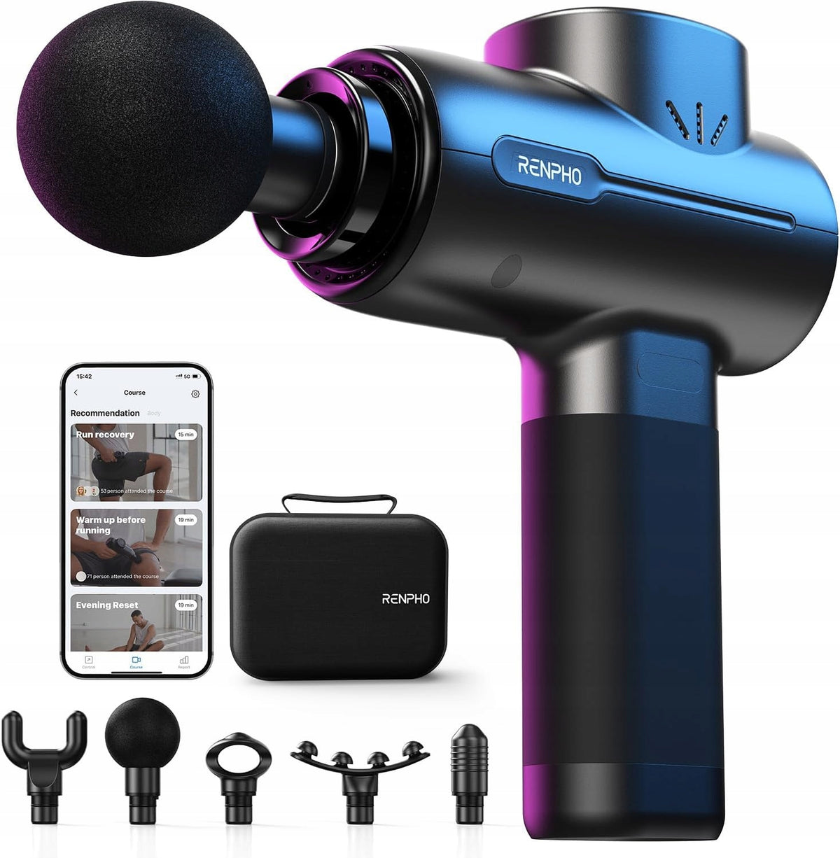 RENPHO Bluetooth Massage Gun Deep Drums LED Muscle Relaxation