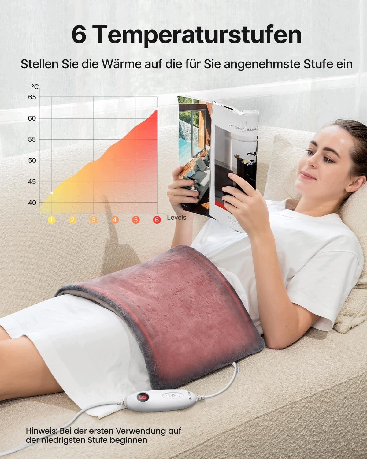 RENPHO HEATING PAD 6 DEGREES FLANNEL AUTOMATIC SHUT-OFF 31X61CM Medical device type medical device or in-vitro diagnostic medical device