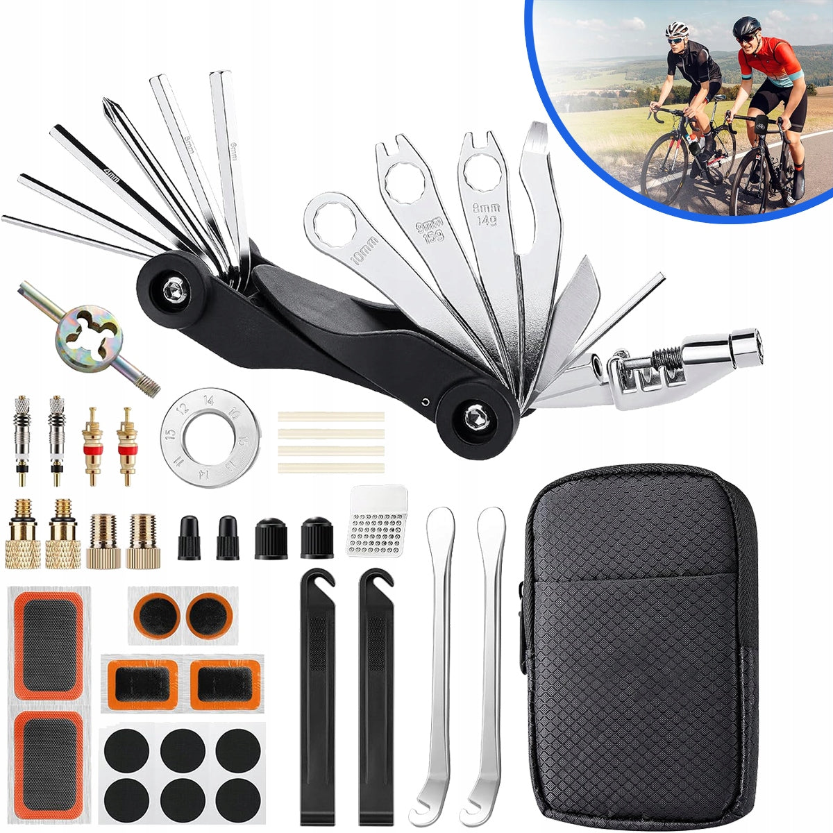 REPAIR KIT FOR BICYCLE INNER TUBE PATCHES KEYS MULTITOOL BICYCLE FOR TIRES