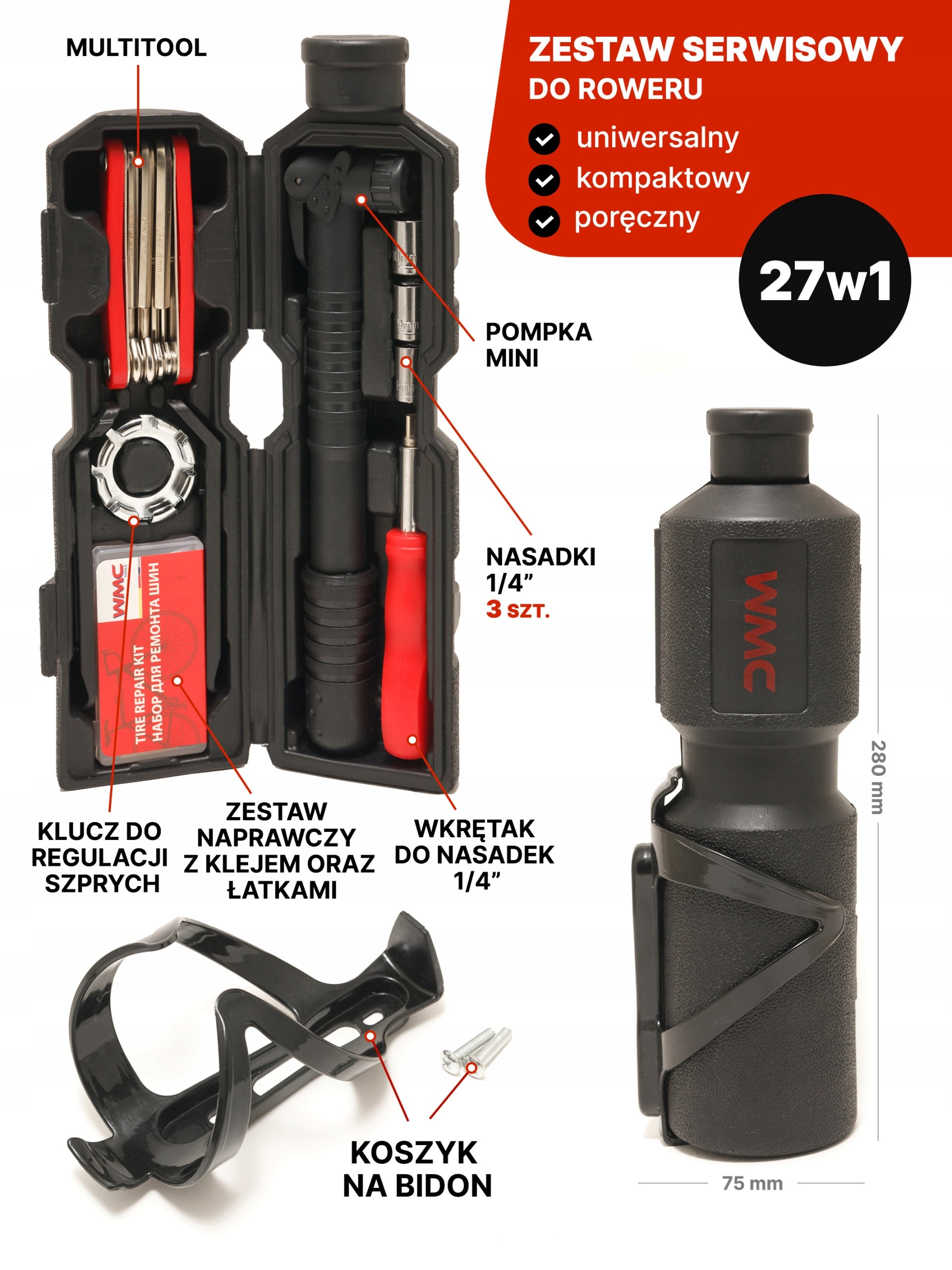 REPAIR KIT FOR REPAIRING BIKE WATER BOTTLE 27EL Brand WMC Tools