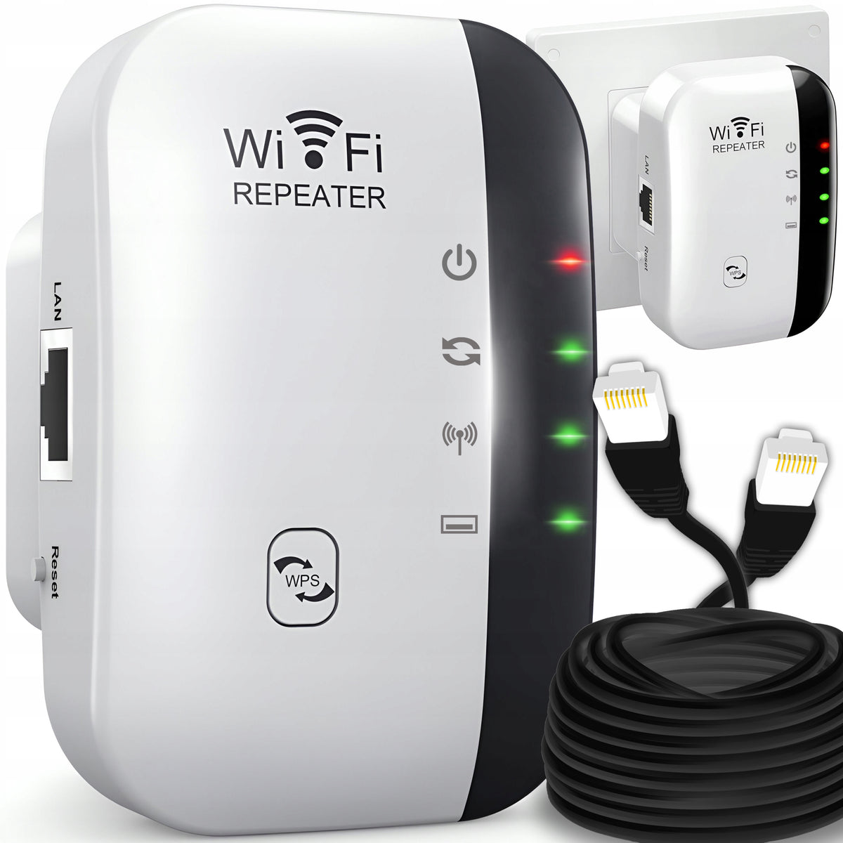 REPEATER 2,4GHz WI-FI SIGNAL AMPLIFIER POWERFUL WPS AP FUNCTION + LAN CABLE