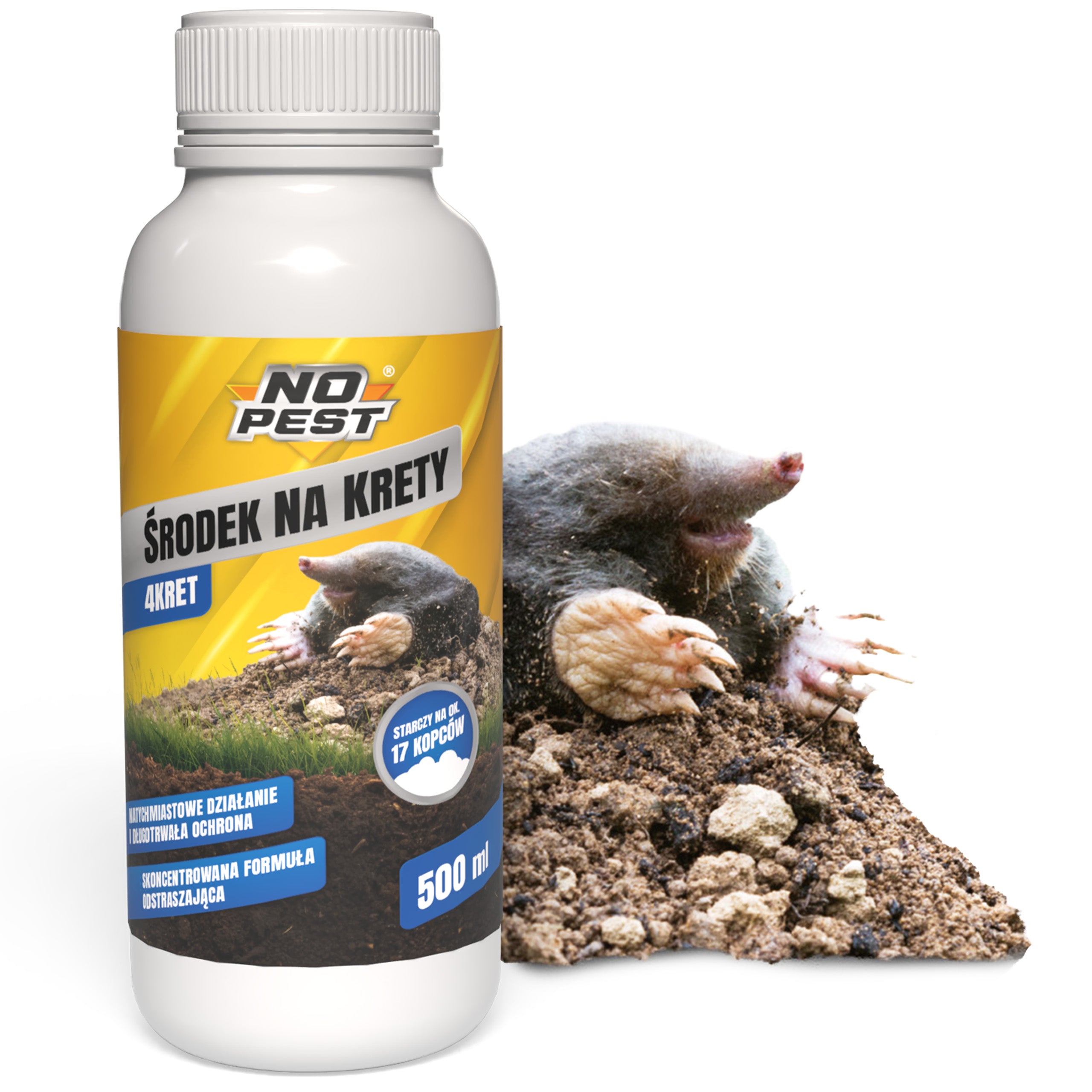 REPELLENT FOR MOLES VOLES RODENTS BARRIER 4KRET NO PEST 500ML