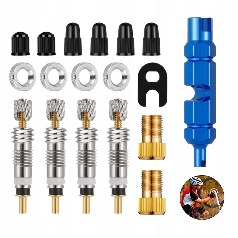 REPLACEMENT ADAPTERS BICYCLE VALVE INSERTS NUTS REPAIR 18 PIECES