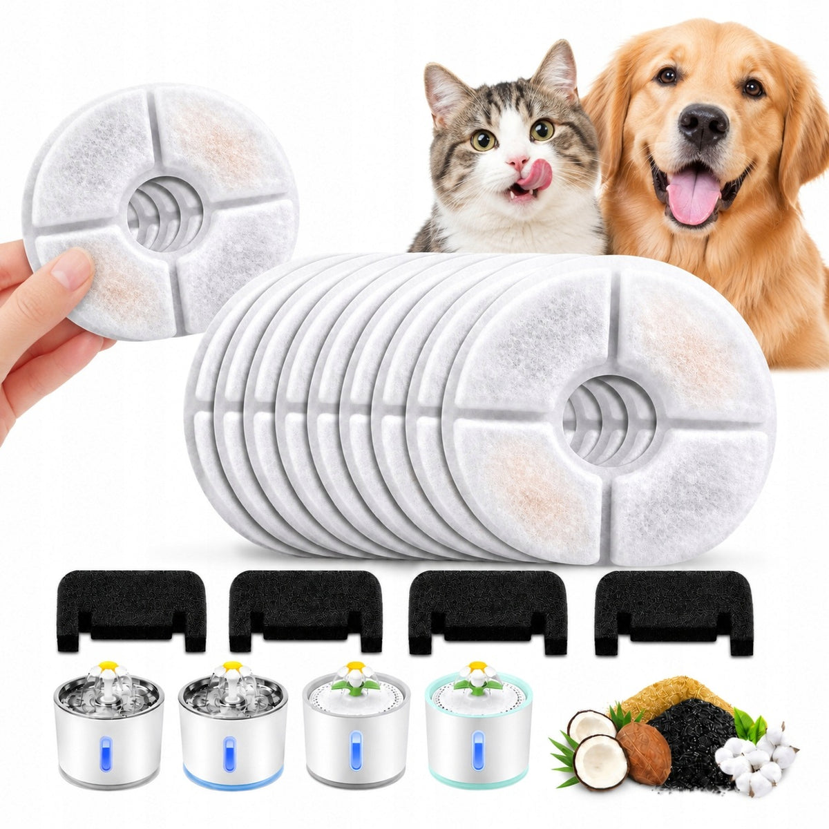 REPLACEMENT CARBON FILTERS FOR PET WATER FOUNTAIN 2,4L