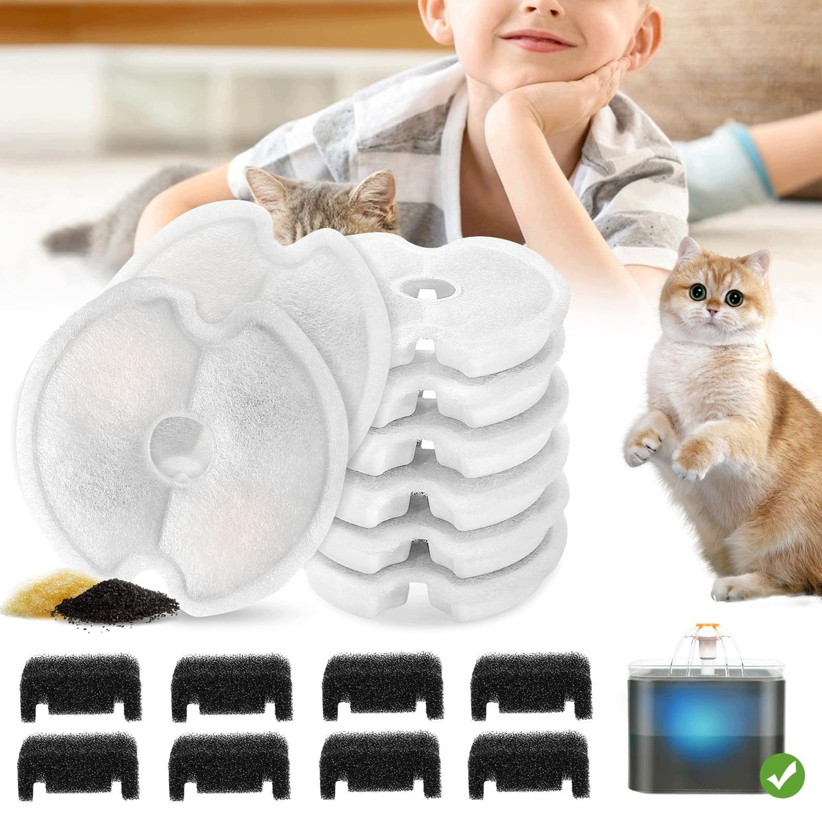 REPLACEMENT FILTER SET FILTER FOR DOG CAT DRINKER FOUNTAIN 16 PIECES