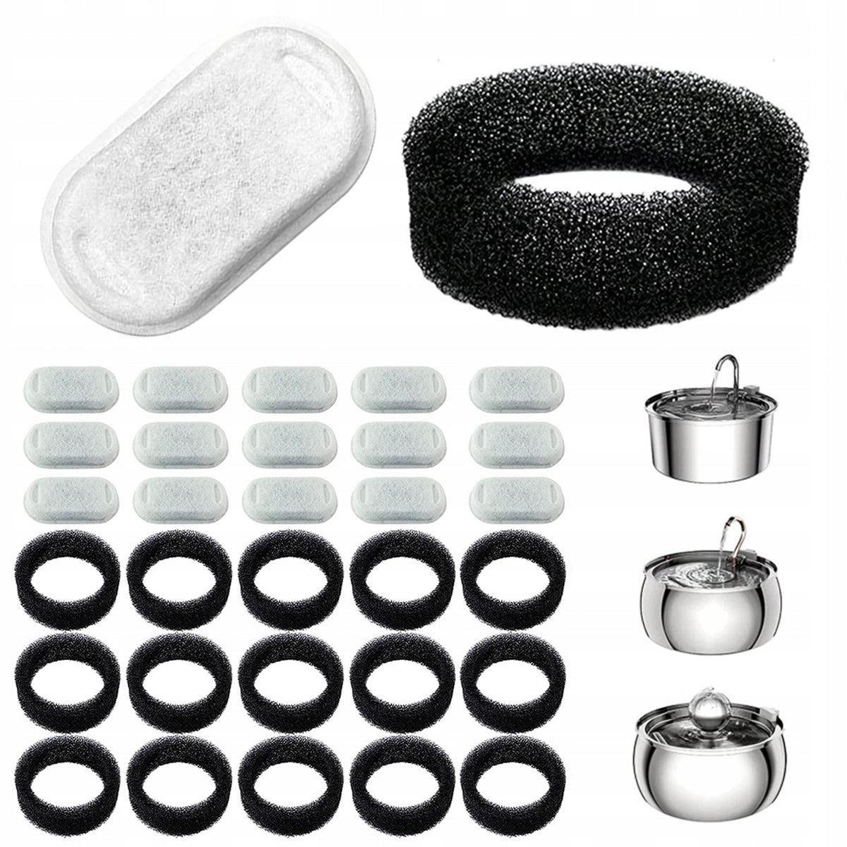 REPLACEMENT FILTER SET FOR DRINKING FOUNTAIN FOR DOGS AND CATS 16 + 16 PCS
