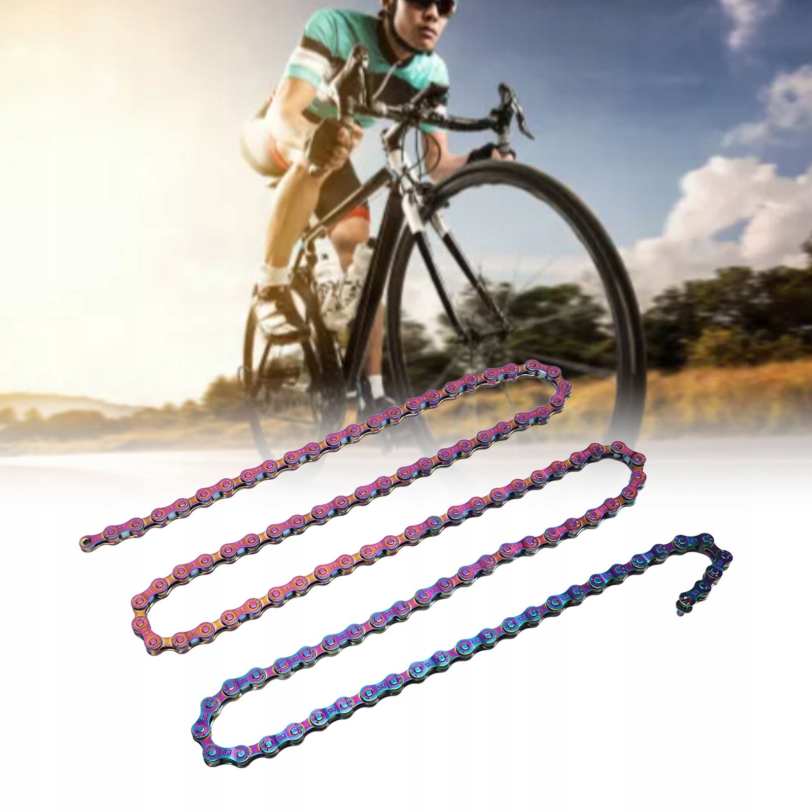 REPLACEMENT OF STEEL BICYCLE CHAIN COLORED Product weight with unit packaging 0.34 kg