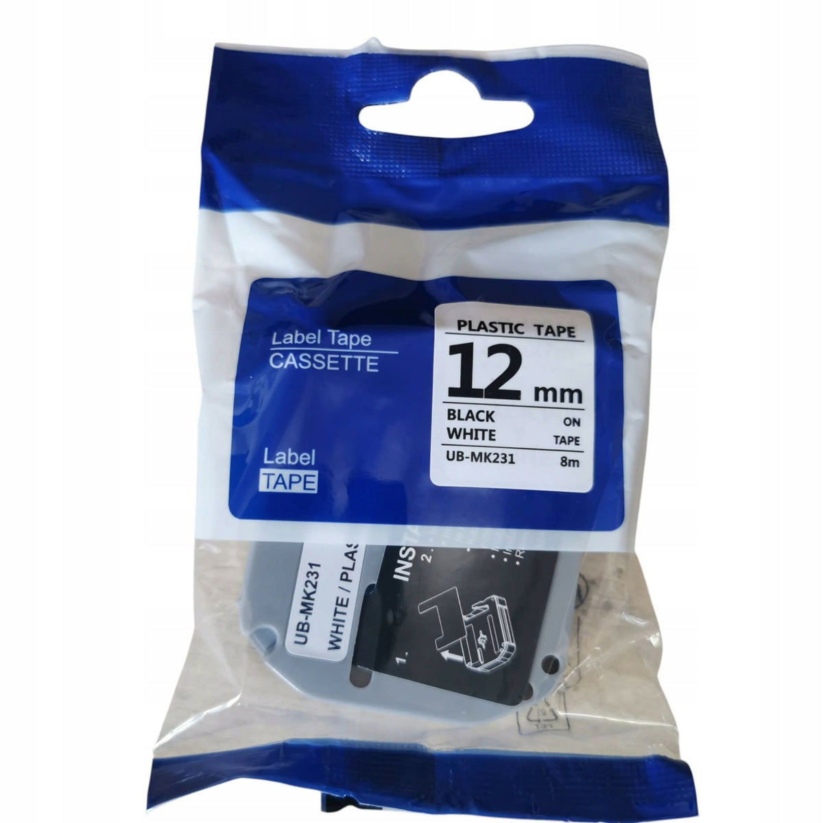 REPLACEMENT TAPE FOR BROTHER TZe- 231 12MM 8M BLACK INSCRIPTION UB-MK321