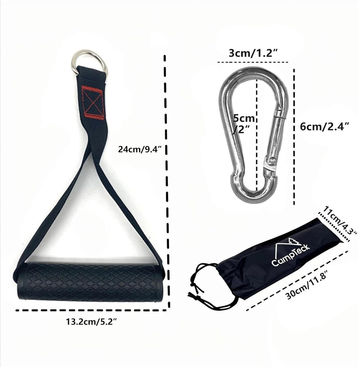 RESISTANCE BAND HOLDERS PAIR CARABINERS CARRY BAG Brand Campteck