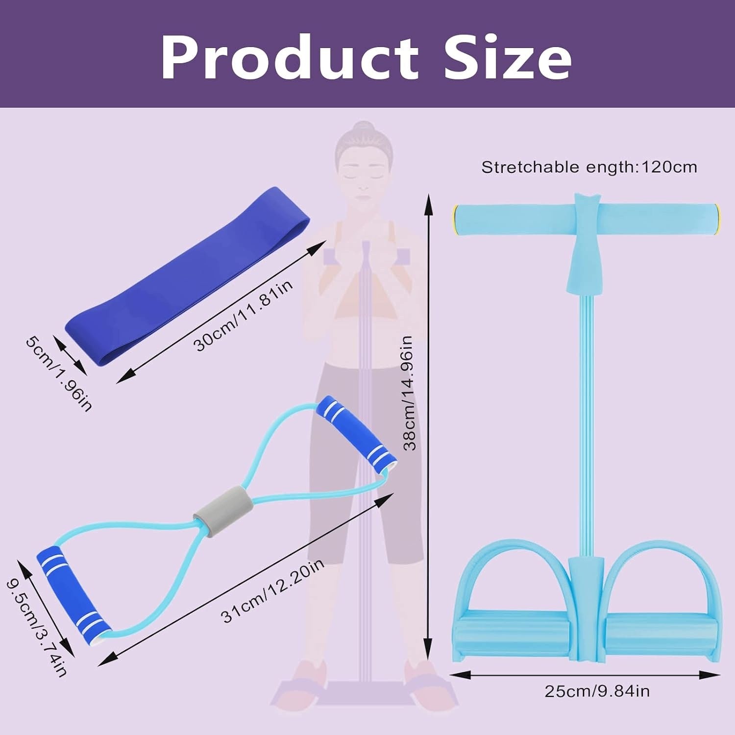 RESISTANCE BAND WITH PEDALS 6 TUBES ABDOMINAL TRAINING OF FITNESS ARMS LEGS Brand no brand