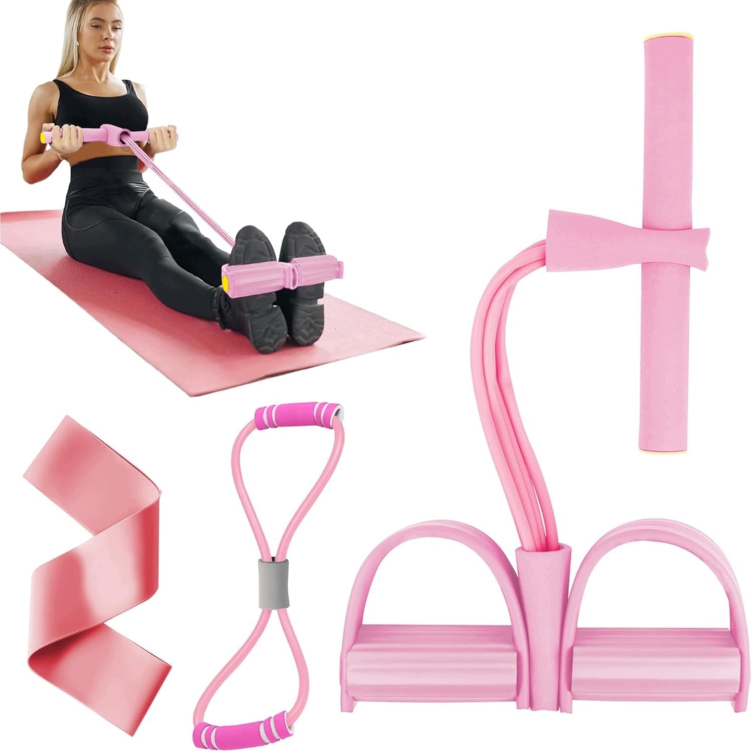 RESISTANCE BAND WITH PEDALS FITNESS EXERCISE SET YOGA REHABILITATION