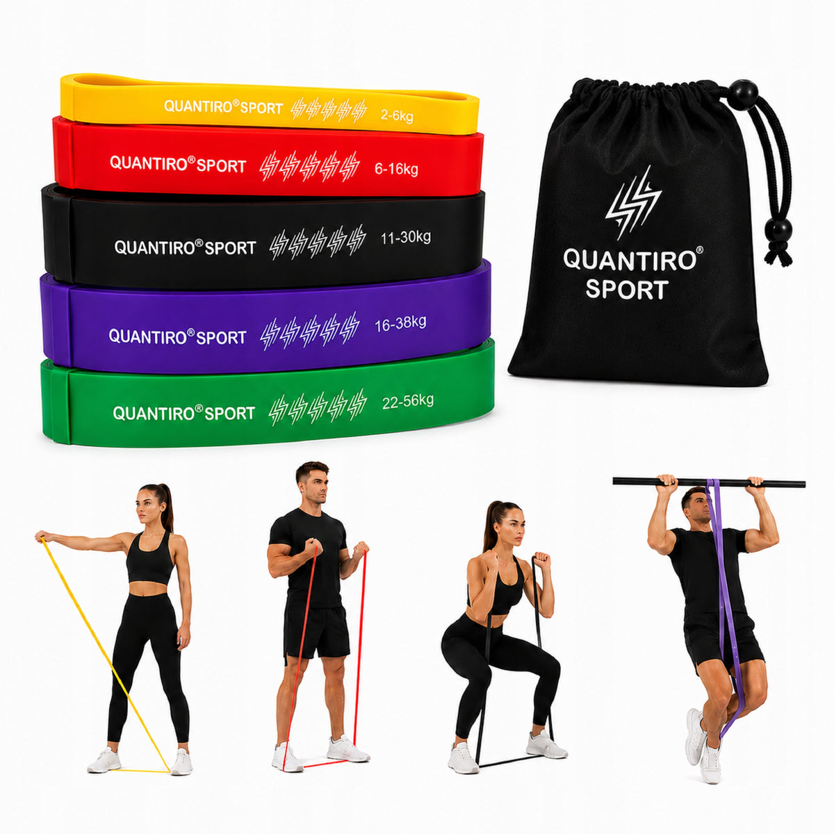 RESISTANCE BANDS RUBBER FOR EXERCISE FITNESS STRONG SET OF 5 GUM POWER BAND 2-56kg